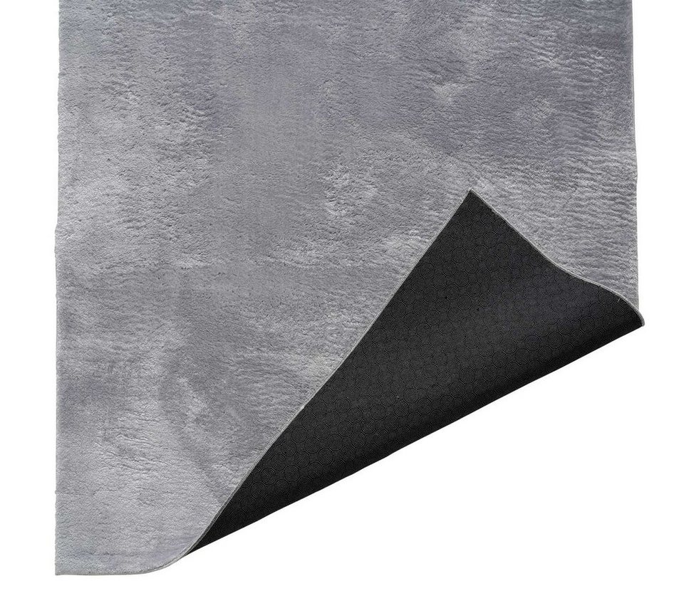 Teppich LOFT, Silber, 120 x 170 cm, Polyester, Uni, merinos, rechteckig,  Höhe: 19 mm