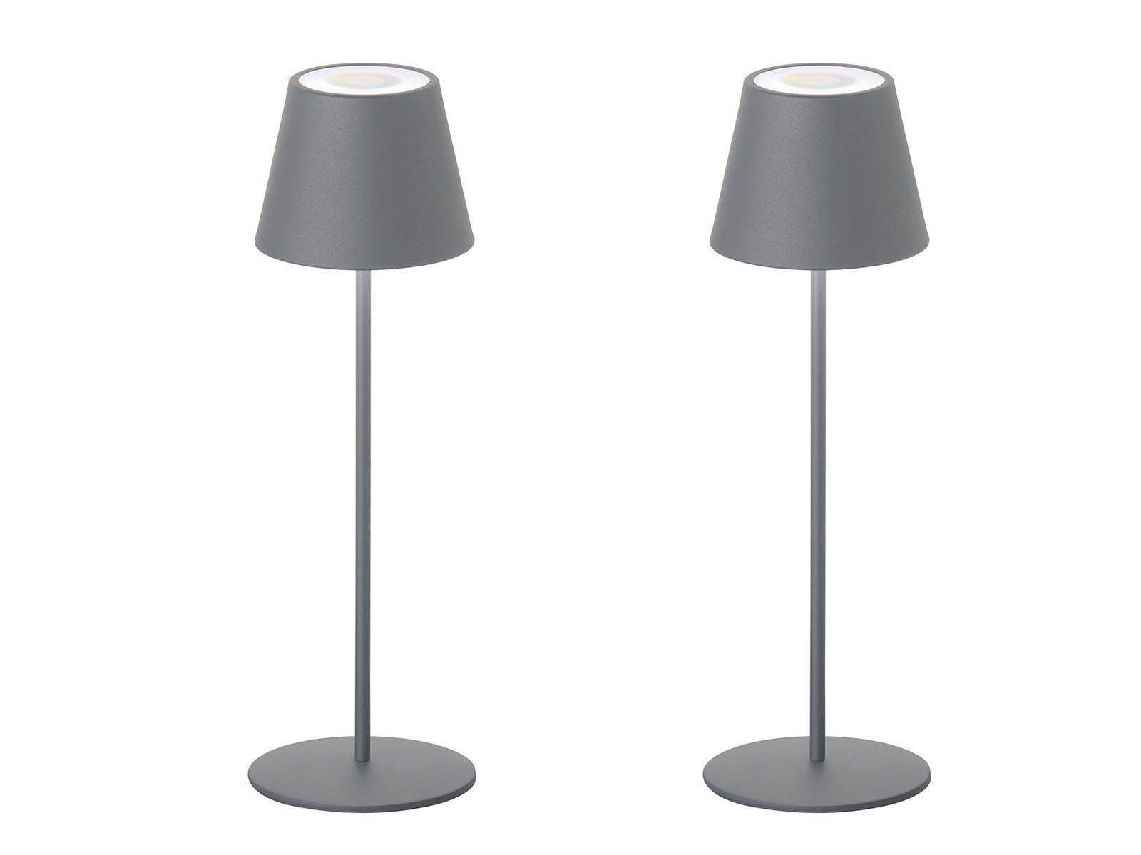 easy! BY FHL LED Außen-Tischleuchte, Farbwechsel, LED fest integriert, Warmweiß, RGB Farbwechsler, 2er SET Outdoor ohne Strom-kabel, RGB Stimmungslicht dimmbar, H: 38cm