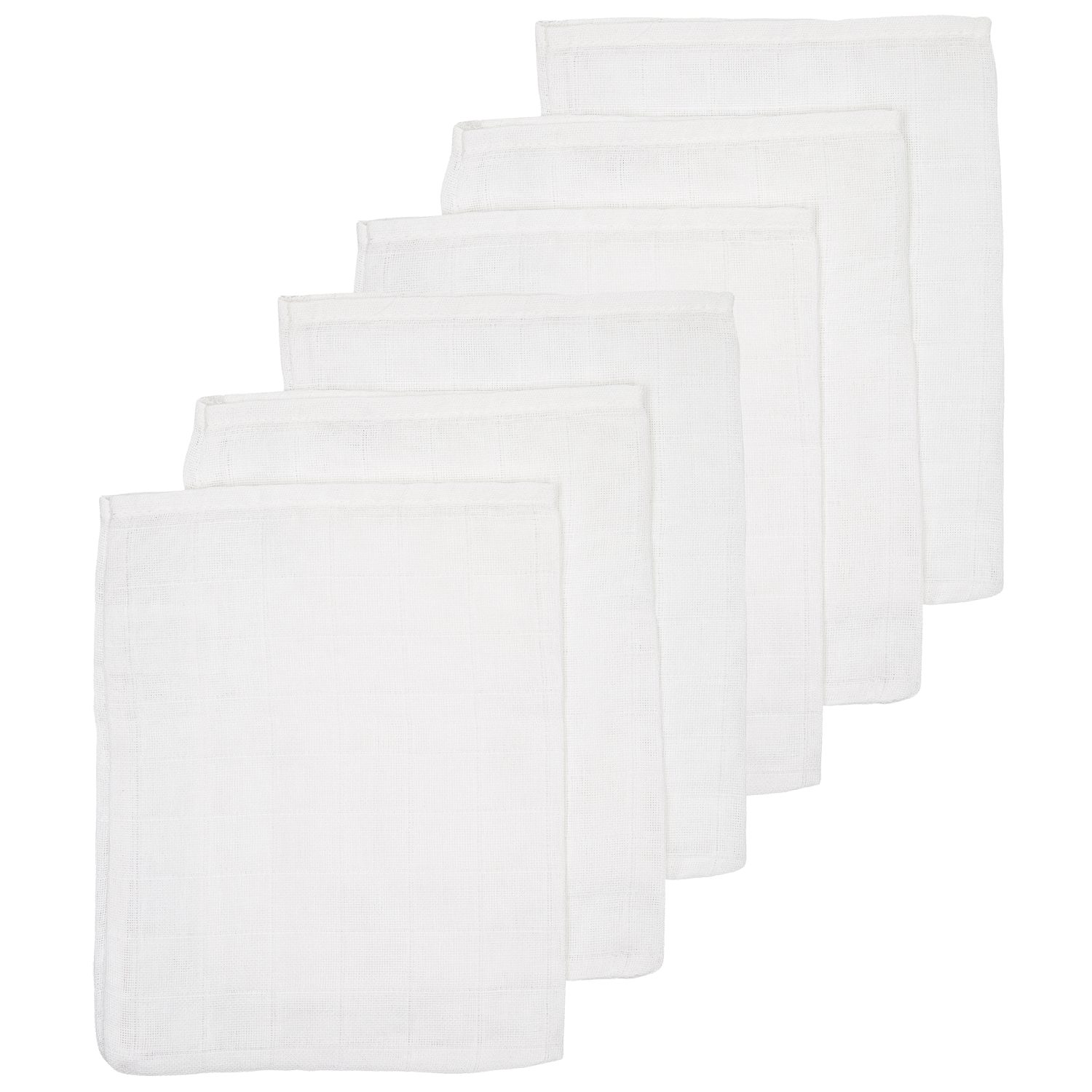Meyco Baby Stoffwindeln White (100% Baumwolle, 6-St), 20x17cm - 6-Pack