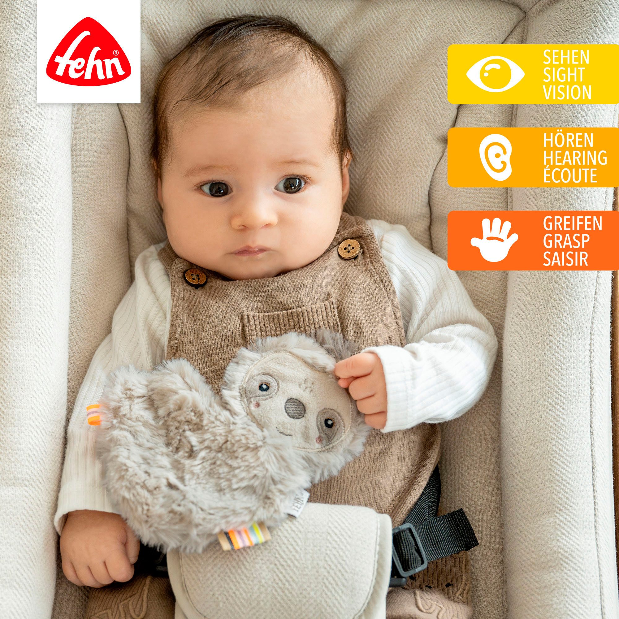 Fehn Greifspielzeug Lazy, Crazy & Pink, Knister-Faultier günstig online kaufen