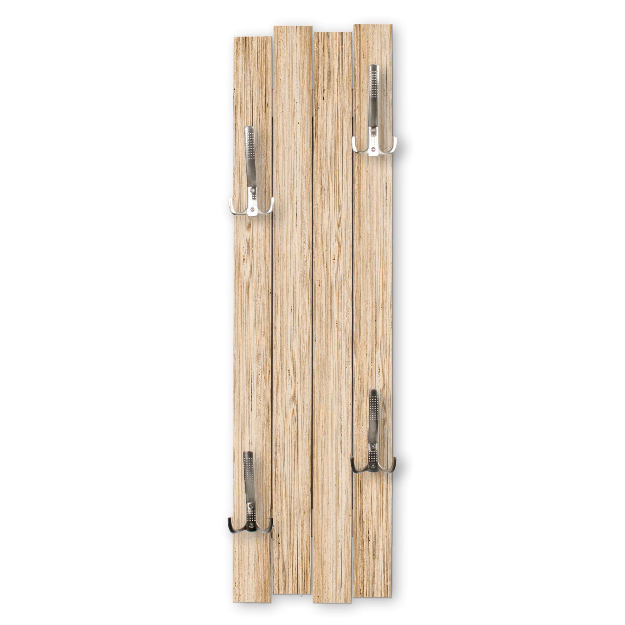 Kreative Feder Wandgarderobe Wand-Garderobe „Holz Beige“ aus Holz, Shabby-Chic; ca. 100 x 30 cm; mit 4 Haken; außergewöhnlich, modern