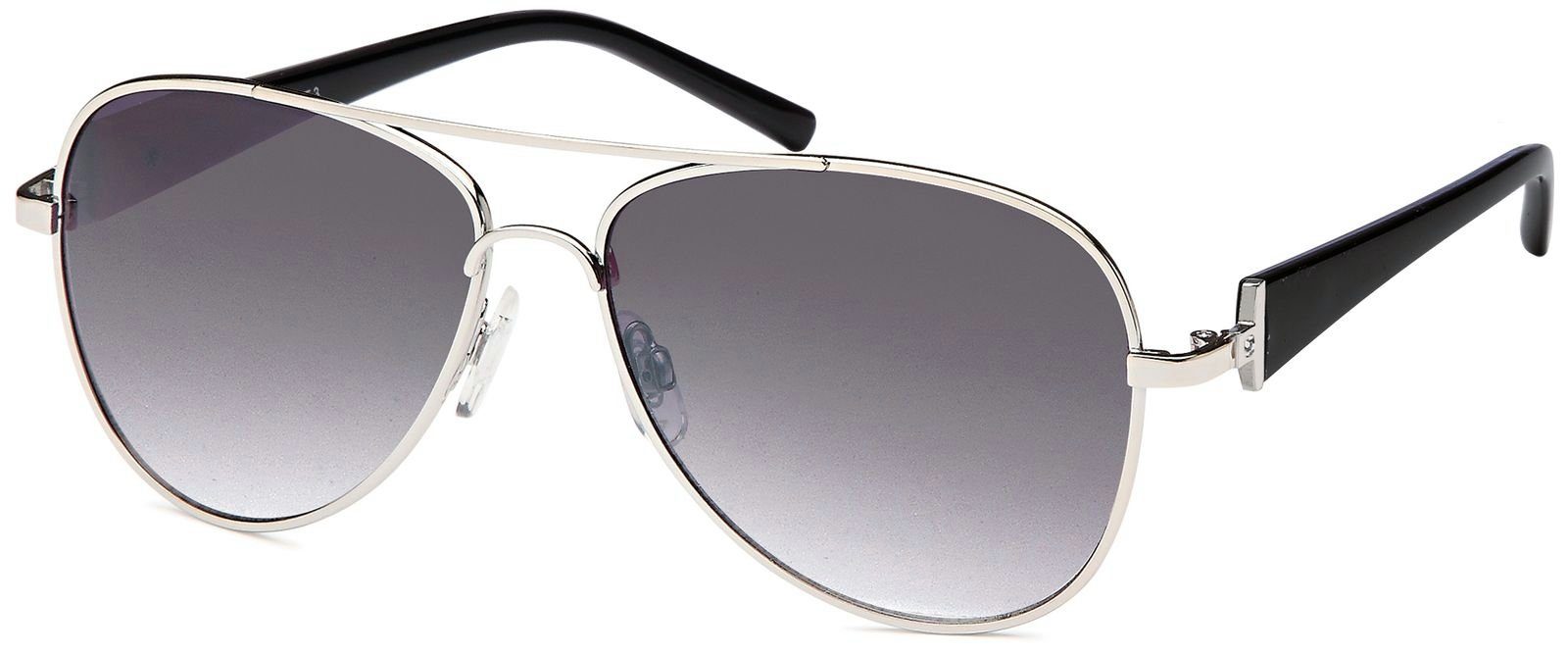 styleBREAKER Sonnenbrille (1-St) Getönt Gestell Silber-Schwarz / Glas Grau verlaufend