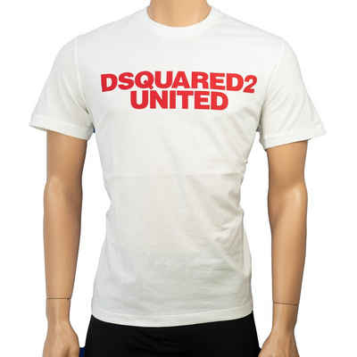 Dsquared2 T-Shirt »United« Weiß mit rotem Logoaufdruck