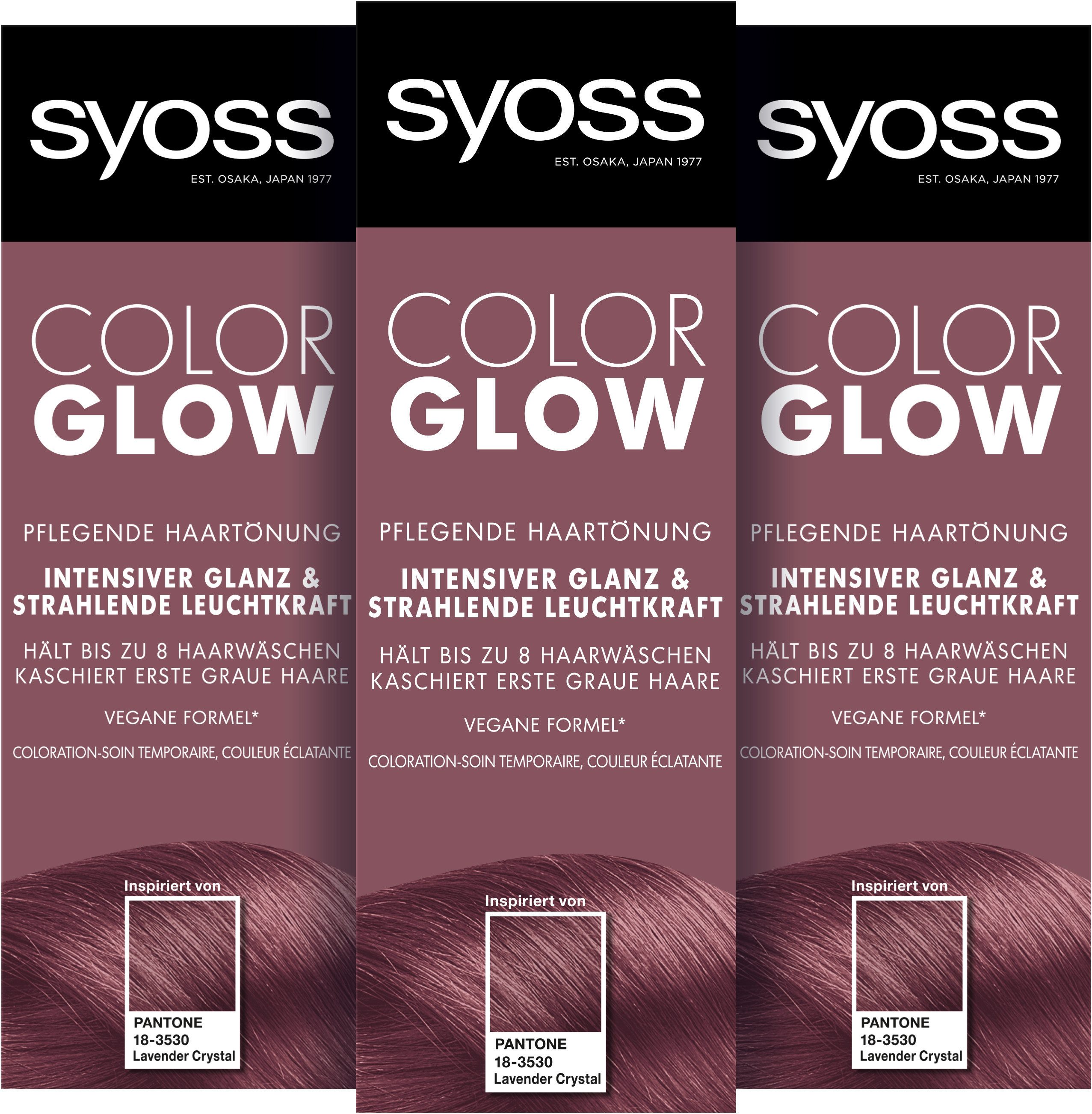 Syoss Haartönung Color Glow Pflegend - Lavender Crystal Pantone 18-3530, 3-tlg., 3x 100 ml, für strahlende Farbintensität bis zu 8 Haarwäschen