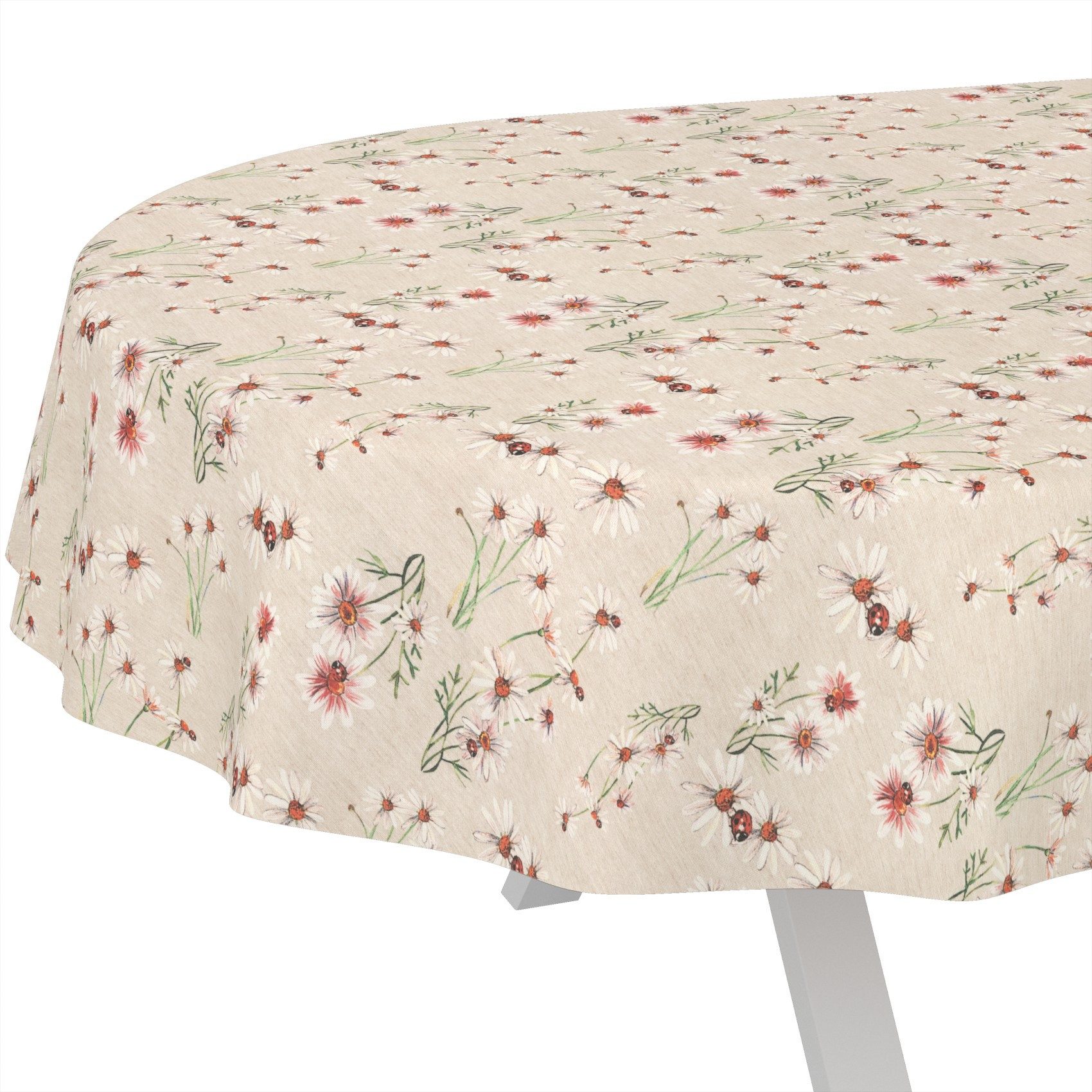 ANRO Tischdecke LANA Thalia-Azulejos Wachstuch 2.0 Hochwertig (Einzelstück 1-tlg), wasserabweisend Thalia-Azulejos Beige Oval 160x140cm