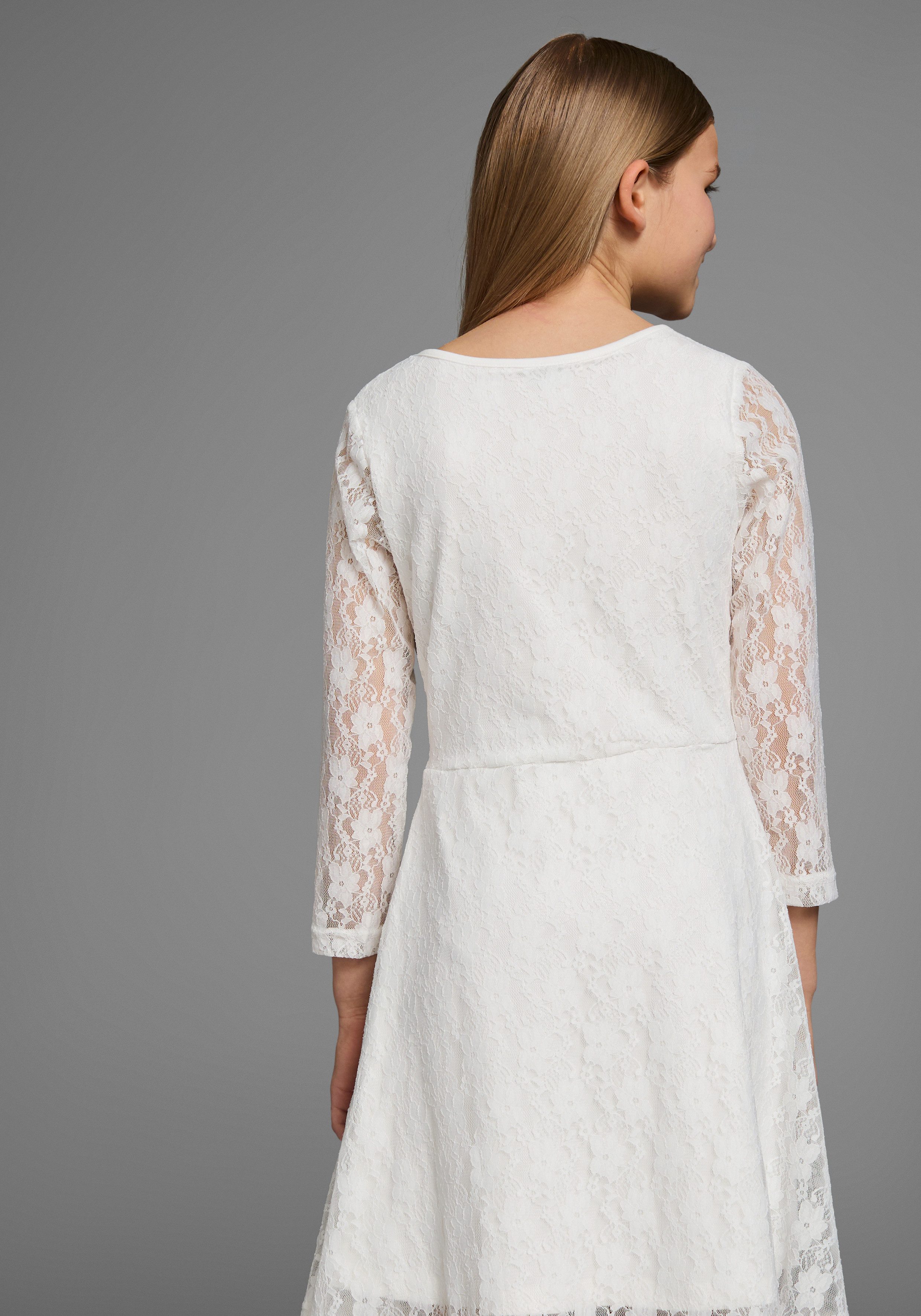 KIDSWORLD Jerseykleid - Spitzenkleid festliche Anlässe, knielang, aus Spitze und Jersey, 3/4-Ärmel