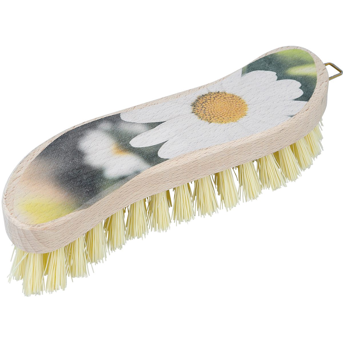 EUROHOME Reinigungsbürste Reinigungsbürste Holz mit Gänseblümchen Motiv in S-Form, (1-tlg., Scheuerbürste Holz 23 cm), Putzbürste mit hellen Borsten - Waschbürste