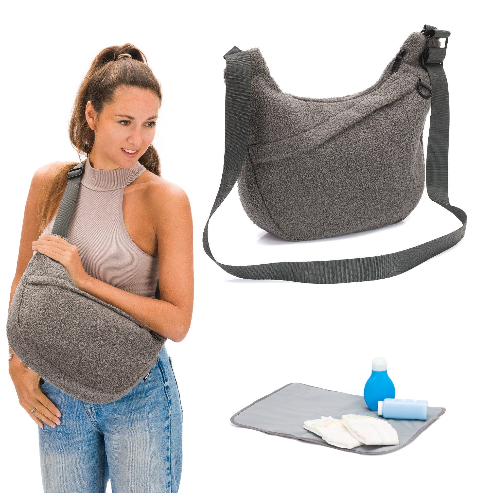 Fillikid Wickeltasche Daybag Wickeltasche Teddyplüsch mit Wickelunterlage & Thermotasche