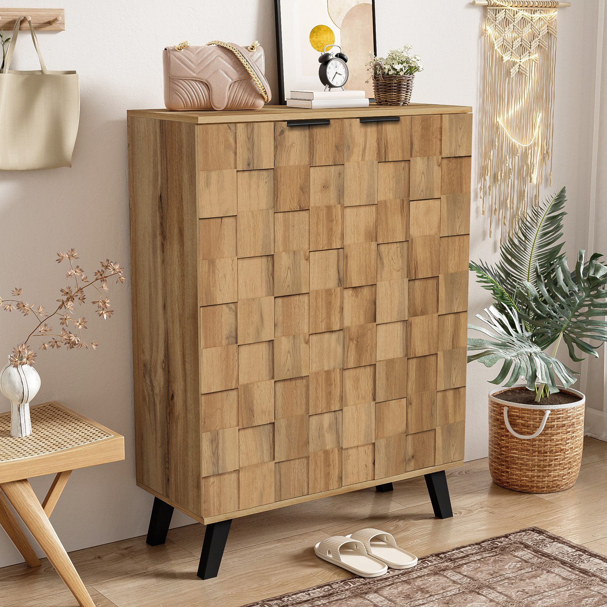 OKWISH Schuhschrank mit quadratische, strukturierte Oberfläche (Kommode, An günstig online kaufen