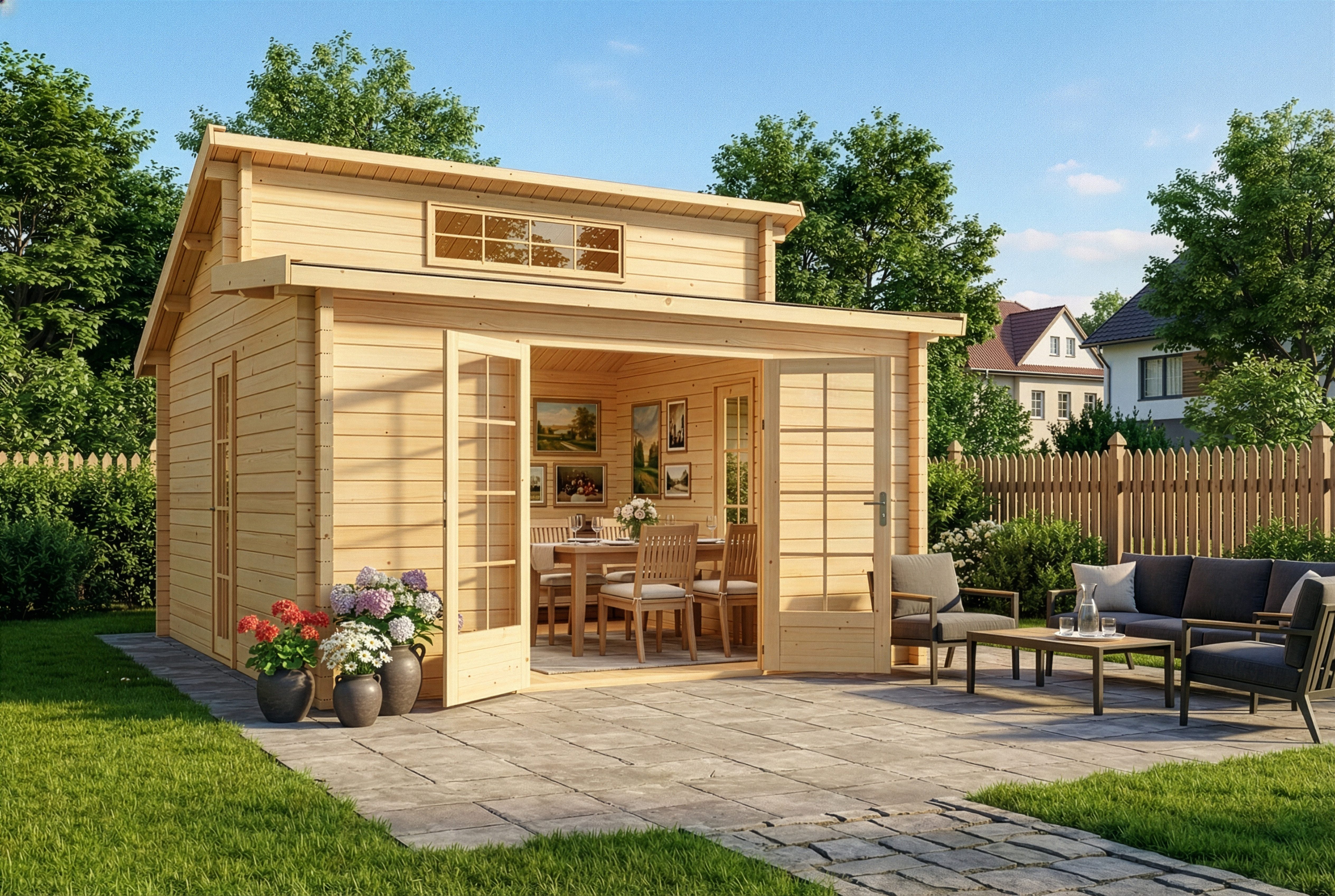 Alpholz Gartenhaus Holz Lausitz, BxT: 440x440 cm, in Naturbelassen mit 70mm Wandstärke