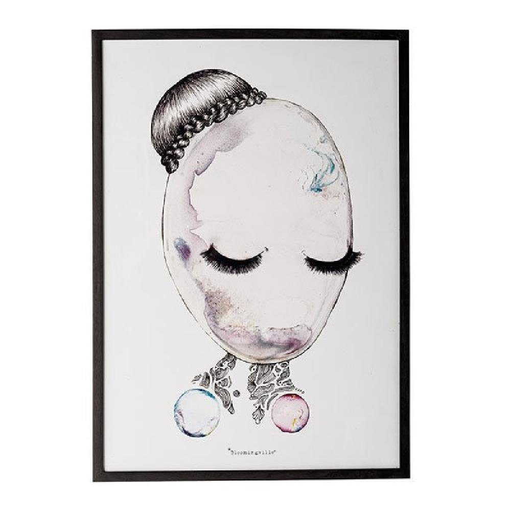 Bloomingville Wanddekoobjekt Bild mit Rahmen Frauenkopf