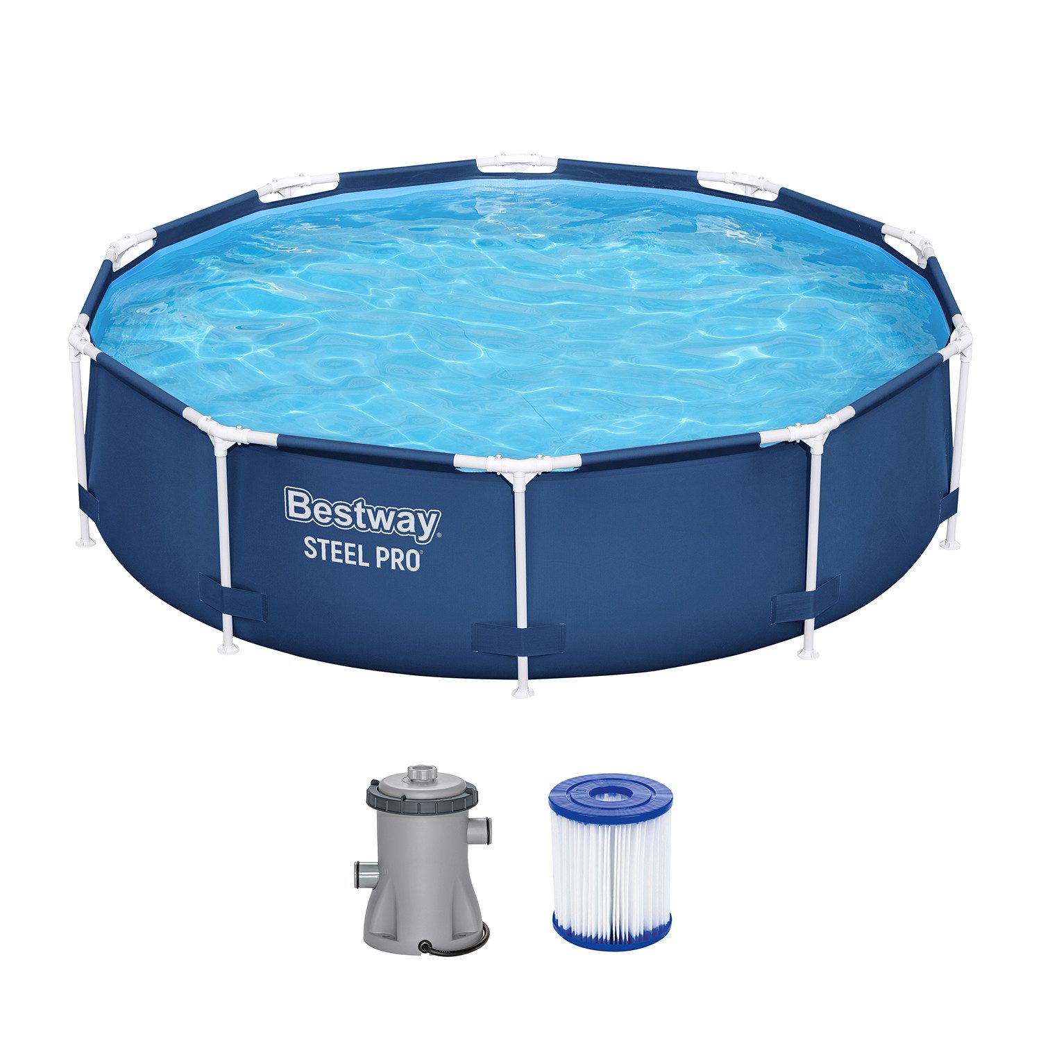 Framepool Steel Pro™ Frame Pool Set mit Filterpumpe Ø 305 x 76 cm, dunkelblau