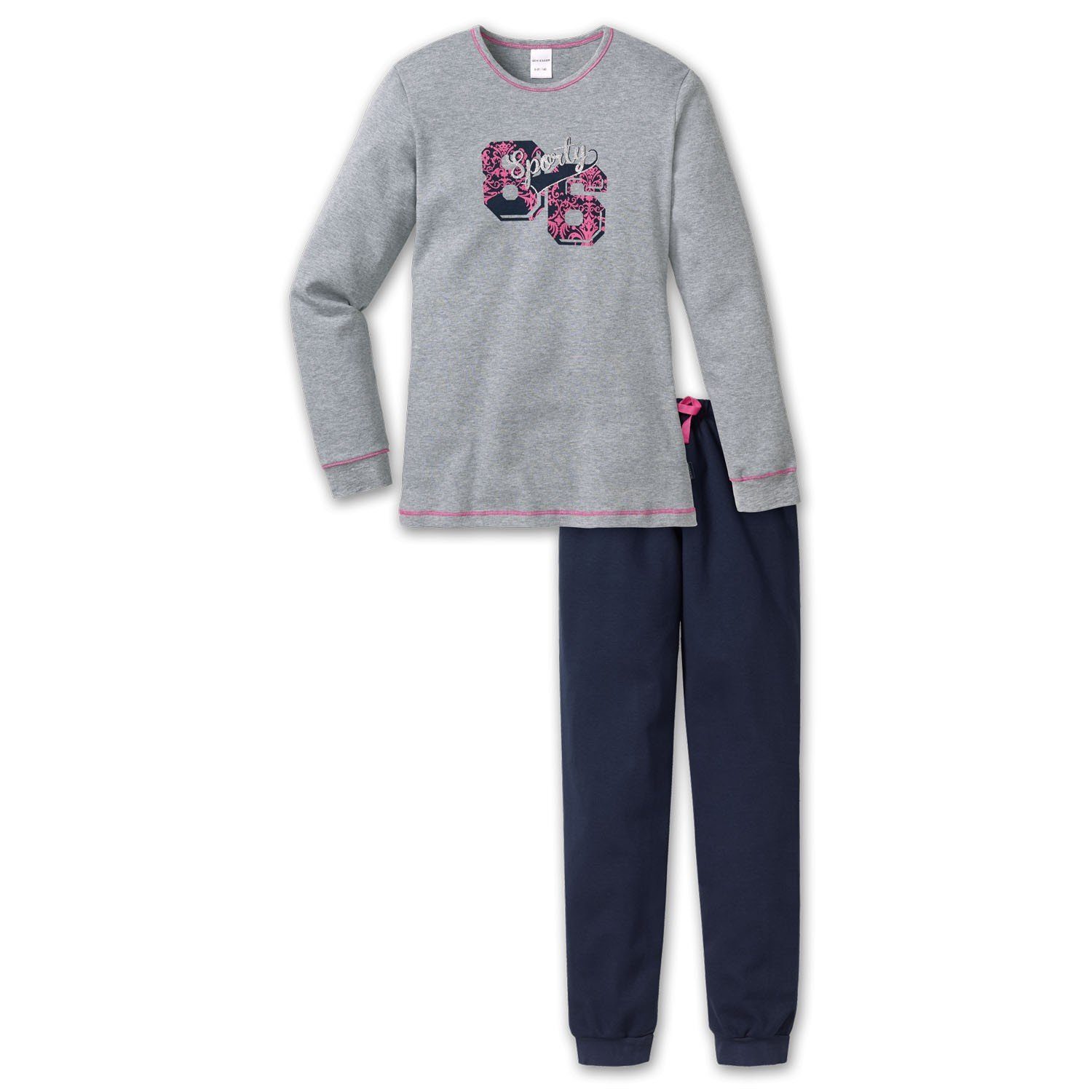 Schiesser Schlafanzug Sporty 86 (Set, Set) Mädchen Schlafanzug, Langarm, 100% Baumwolle