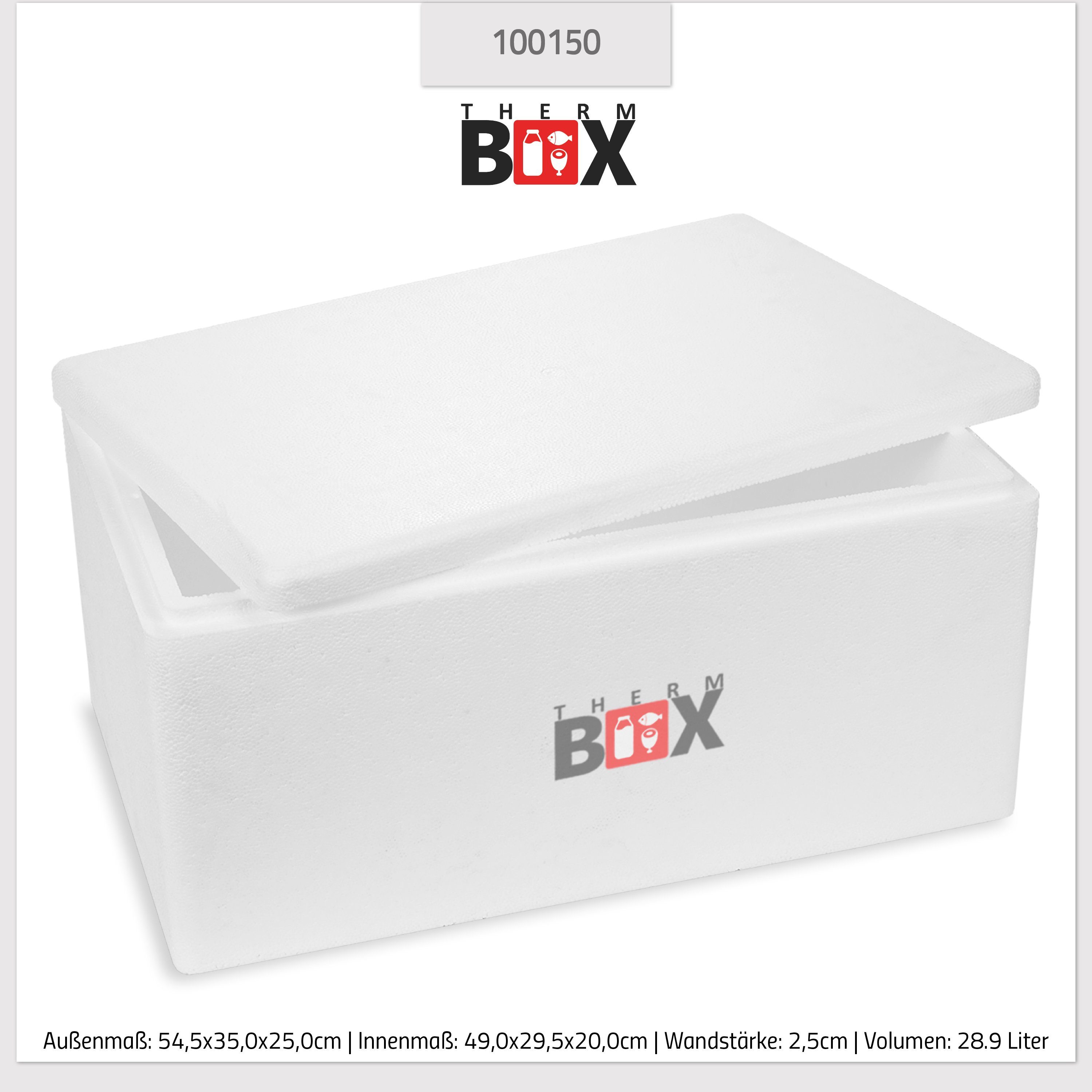 & 28W Innen: Thermobehälter für Deckel mit Thermobox Warmhaltebox im Styropor-Verdichtet, 49x29,5x20cm Essen Box THERM-BOX Karton), Getränke Wiederverwendbar, 28,91 Styroporbox (0-tlg., Liter Kühlbox
