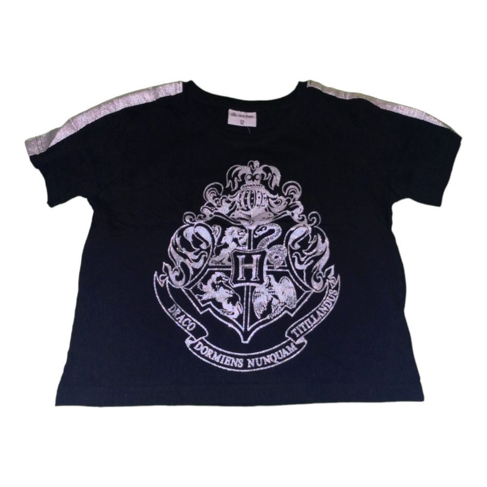 Harry Potter T-Shirt Kurzärmeligen Crop Top "Glitzerndes Hogwarts Wappen", Größen 134-164
