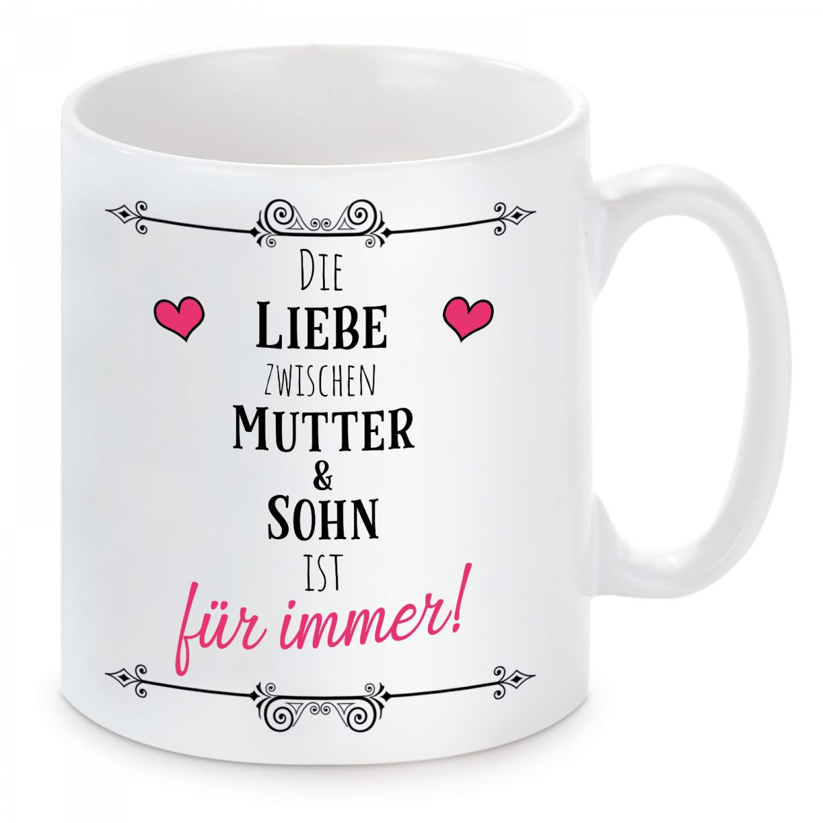 Herzbotschaft Tasse Kaffeebecher mit Motiv Die Liebe zwischen einer Mutter & Sohn, Keramik, Kaffeetasse spülmaschinenfest und mikrowellengeeignet