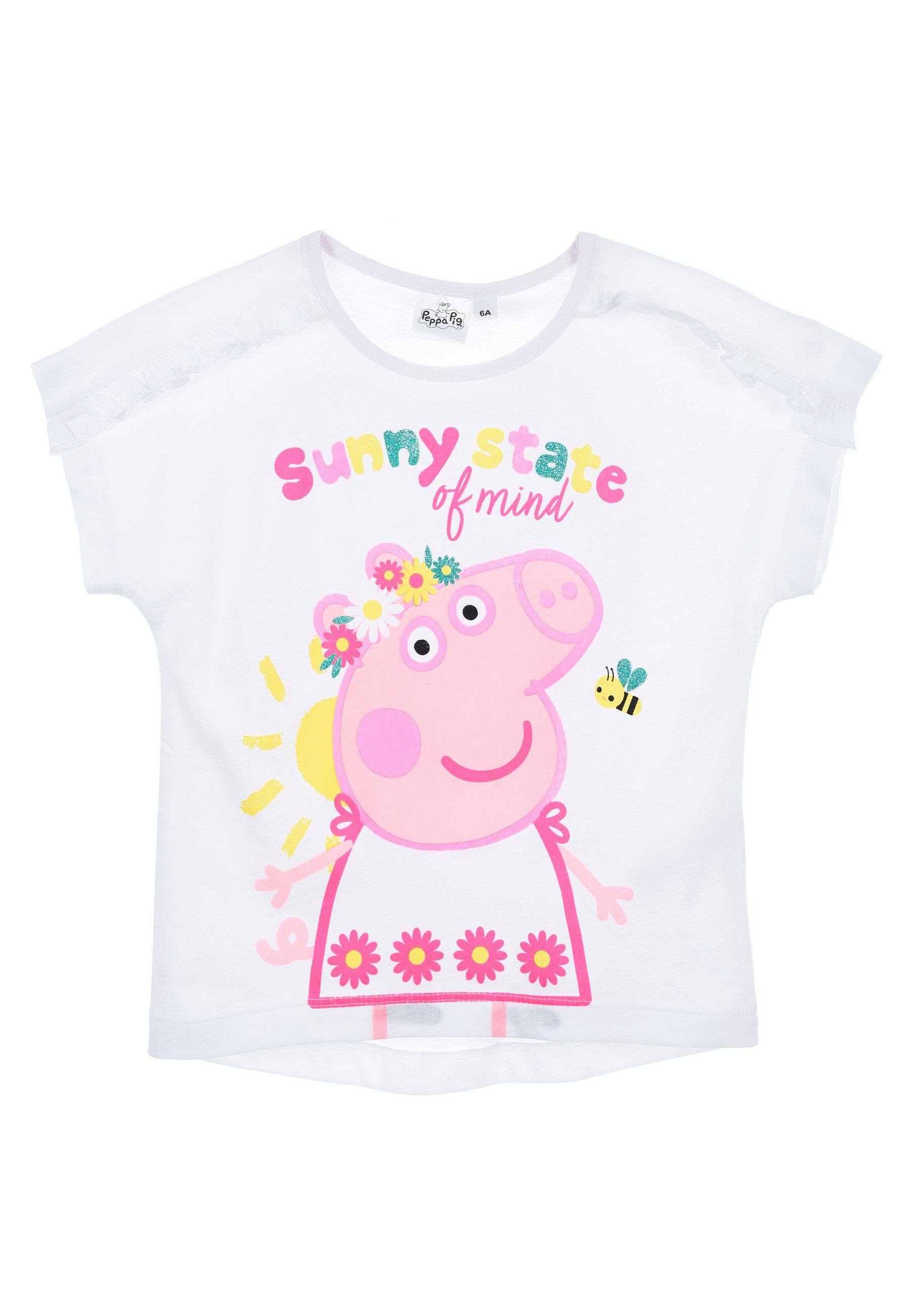 Peppa Pig T-Shirt Mädchen Kurzarm-Shirt Oberteil Weiß