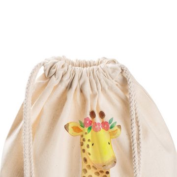 Mr. & Mrs. Panda Sporttasche Giraffe Blumenkranz - Transparent - Geschenk, Stoffbeutel, Wildtiere, (1-tlg), Pandacharme