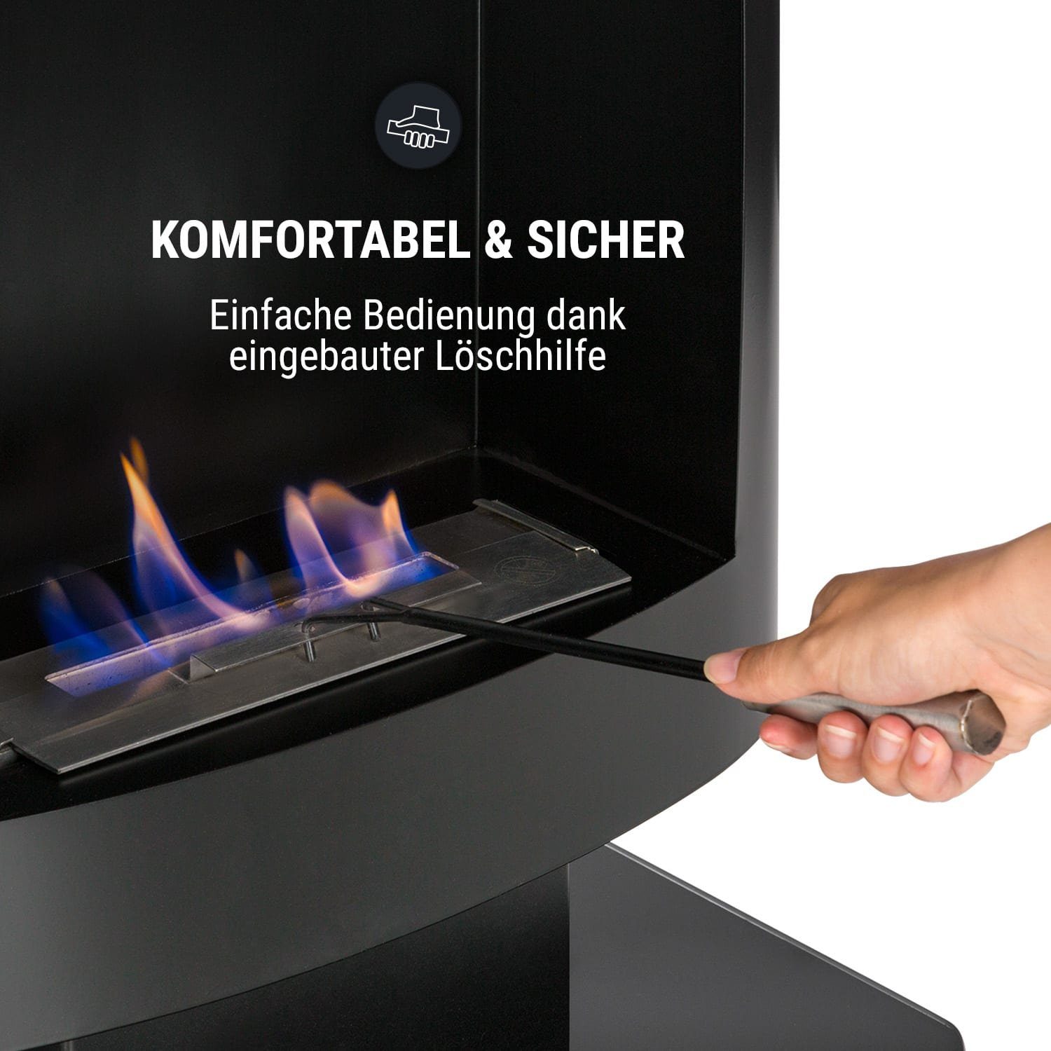 Phantasma Ethanol-Kamin Tower ONECONCEPT Schwarz Echtfeuer-Dekokamin