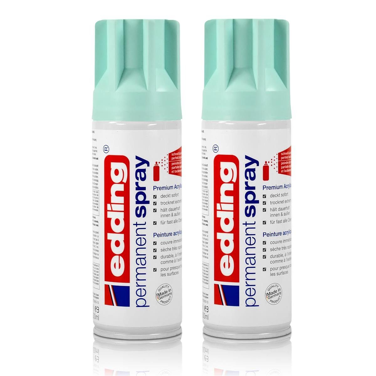 edding Sprühfarbe 2x edding Permanent Spray pastellblau 200 ml Premium Acryllack