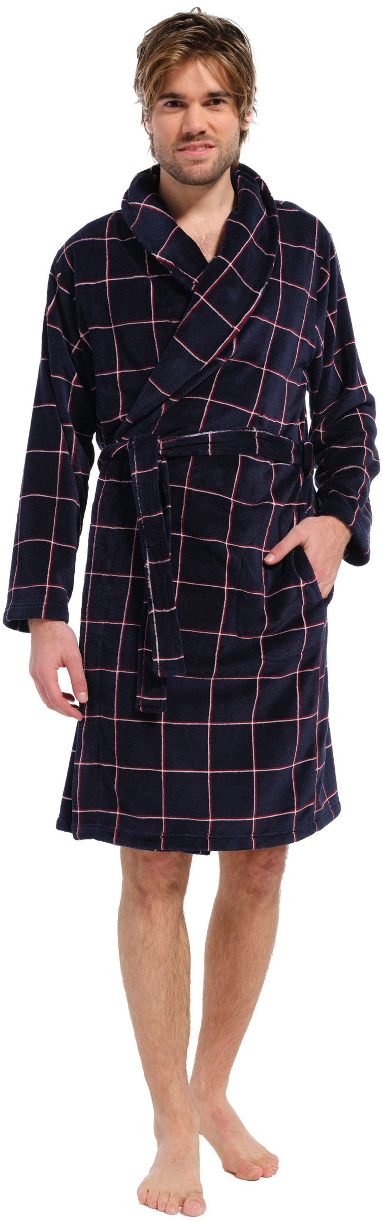 Pastunette Herrenbademantel Herren Fleece Bademantel, Midi, Polyester, Gürtel, klassisches Design