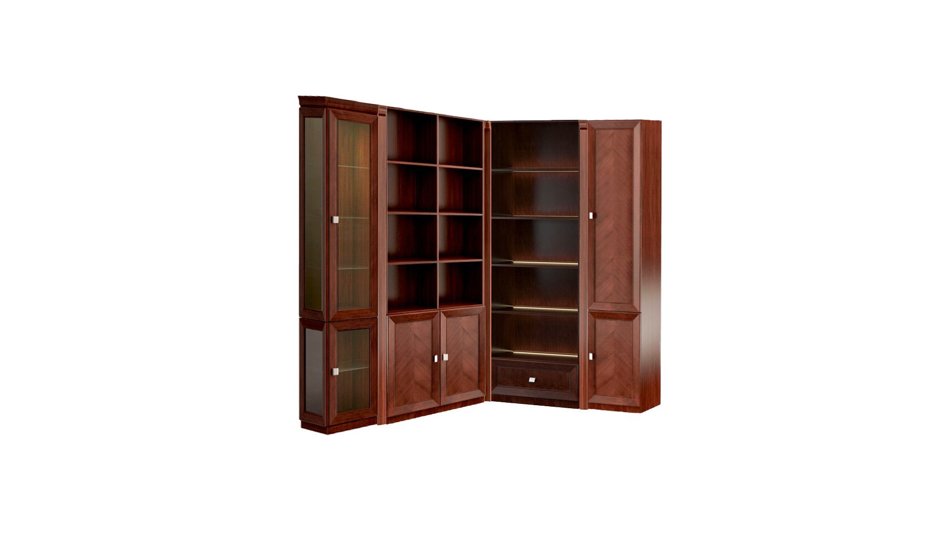 JVmoebel Eckschrank Stilvolle Braune Eckschränke Wohnzimmer Holzmöbel Klassische Büromöbel (Büro-Eckschrank) Made in Europa