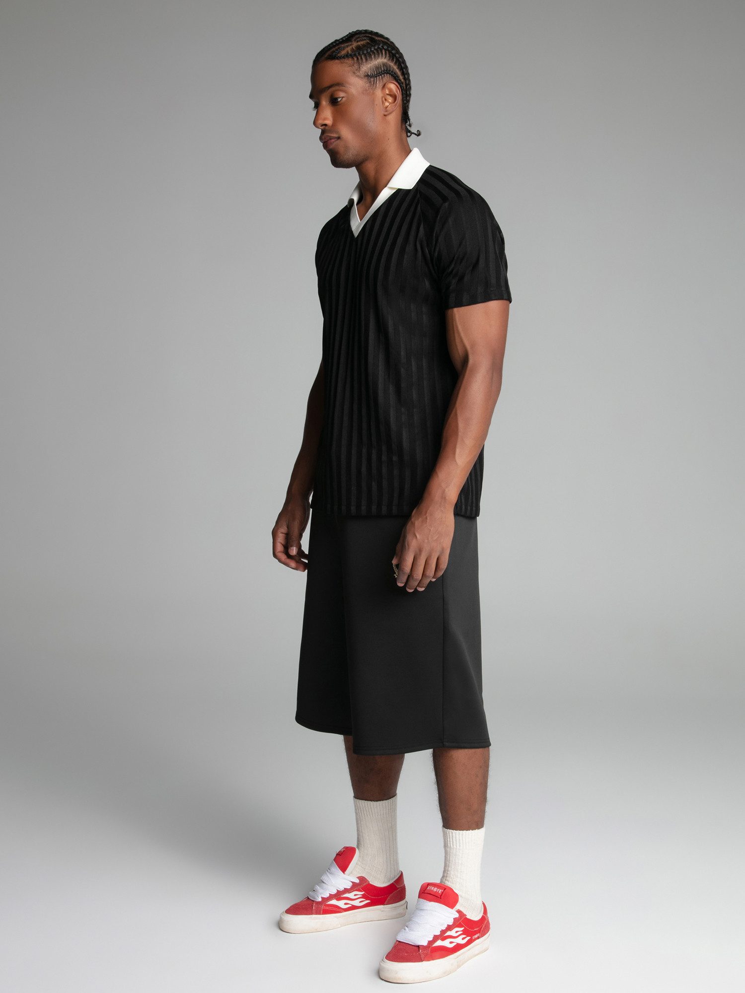 Siksilk Shorts SikSilk Herren Schwarze Oversized Poly Shorts