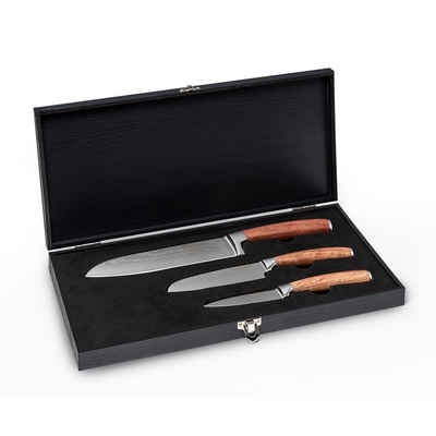 Klarstein Messer-Set »Kishiko Messerset Damaszener-Stahl 3-teilig extra scharf Griffe aus Rosenholz«