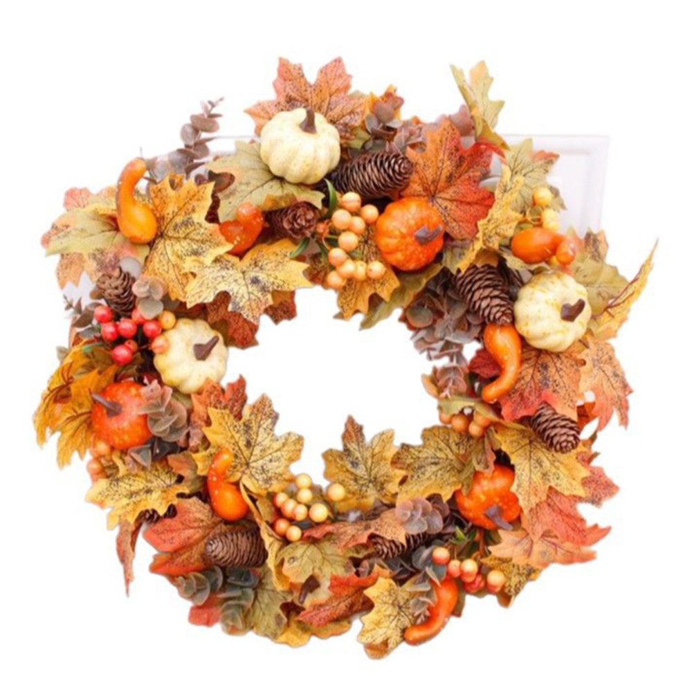 Kunstkranz Türkranz Herbst,50 cm Künstlicher Ahorn Tannenzapfen Türkranz, C günstig online kaufen