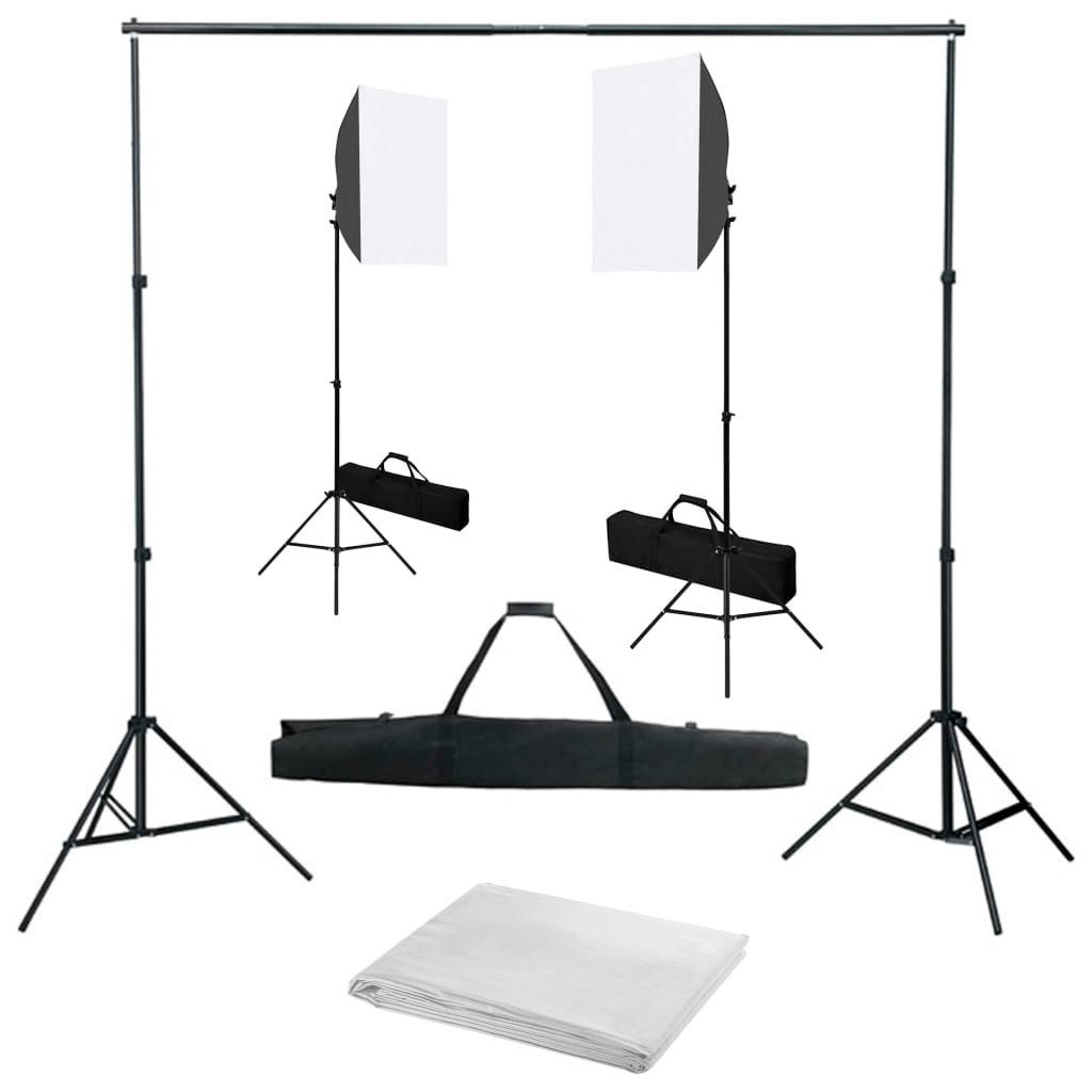 Fotohintergrund Fotostudio Set mit Softbox-Leuchten und Hintergrund