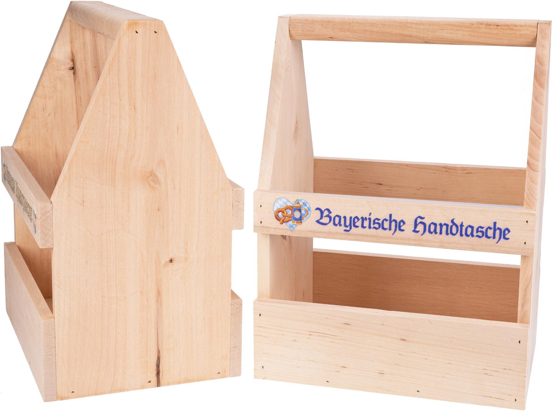 Holz Frank Flaschenträger Holz Bierträger „Bayerische Handtasche“ FSC® Erle für 6 Flaschen