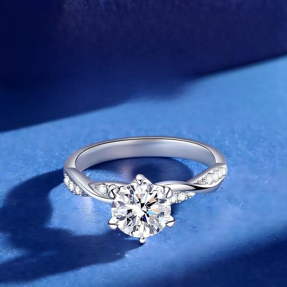 Jumpeak Diamantring Labor-Diamant Ring,3ct,D,VS1,Verlobungsring,Jahrestag Ring,14K Gold, Frauen Schmuck,Geschenk,Eleganter Ring,Twist Design,Eleganter Ring