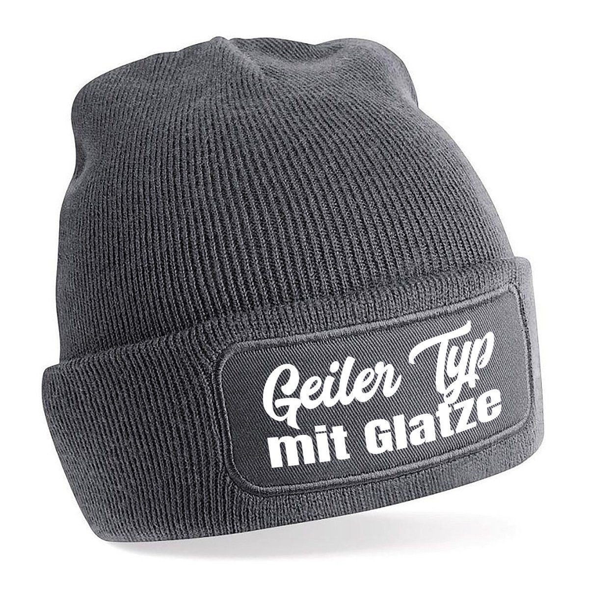 Herzbotschaft Beanie Strickmütze mit Spruch Geiler Typ mit Glatze (Mütze mit Aufdruck, Skimütze) Unisex SoftTouch angenehm weiche und warme Wintermütze Einheitsgröße