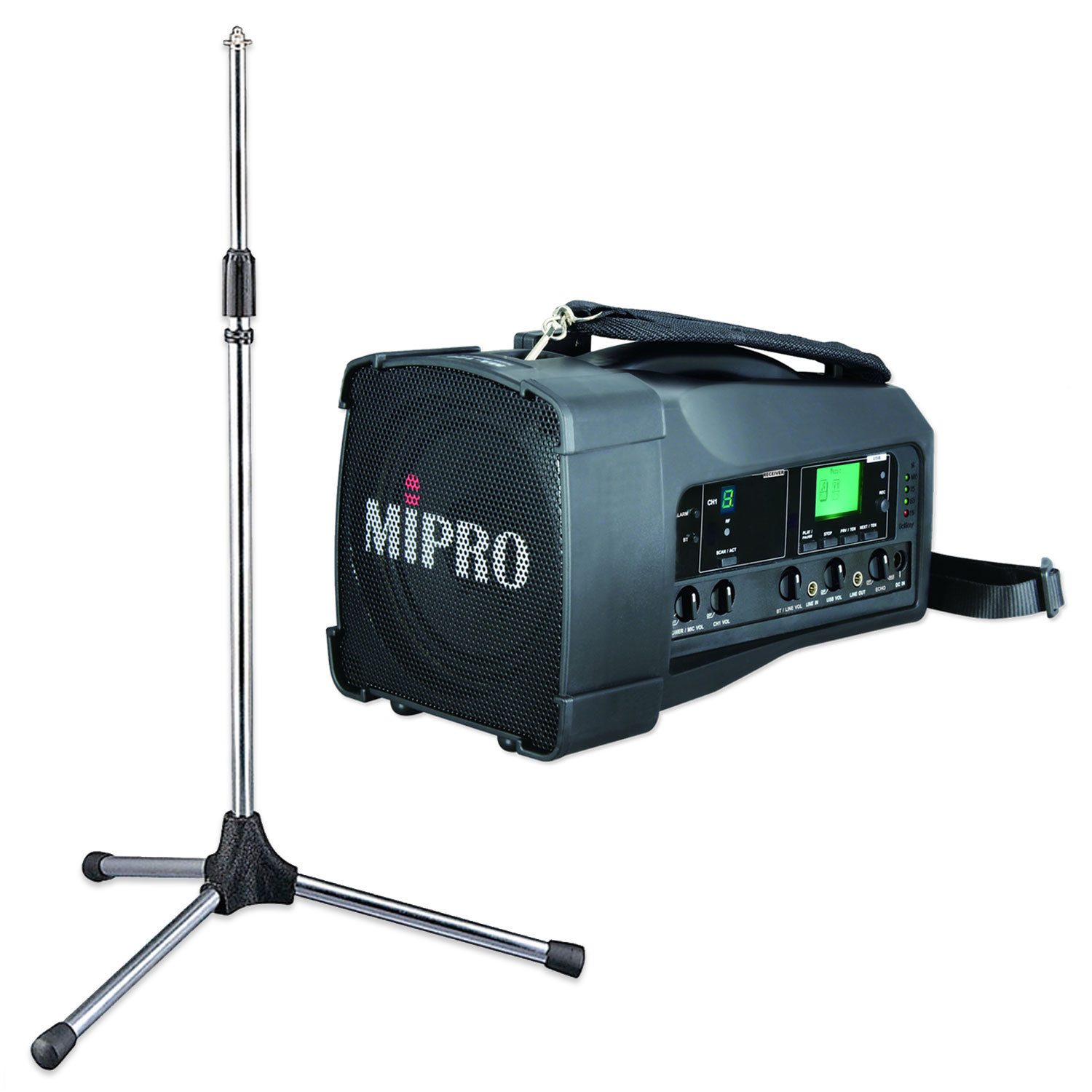 Mipro Audio Mipro Mobiles Beschallungssystem MA-100 mit Stativ Portable-Lautsprecher (Bluetooth, 50 W, Vorteils-Set mit Stativ)