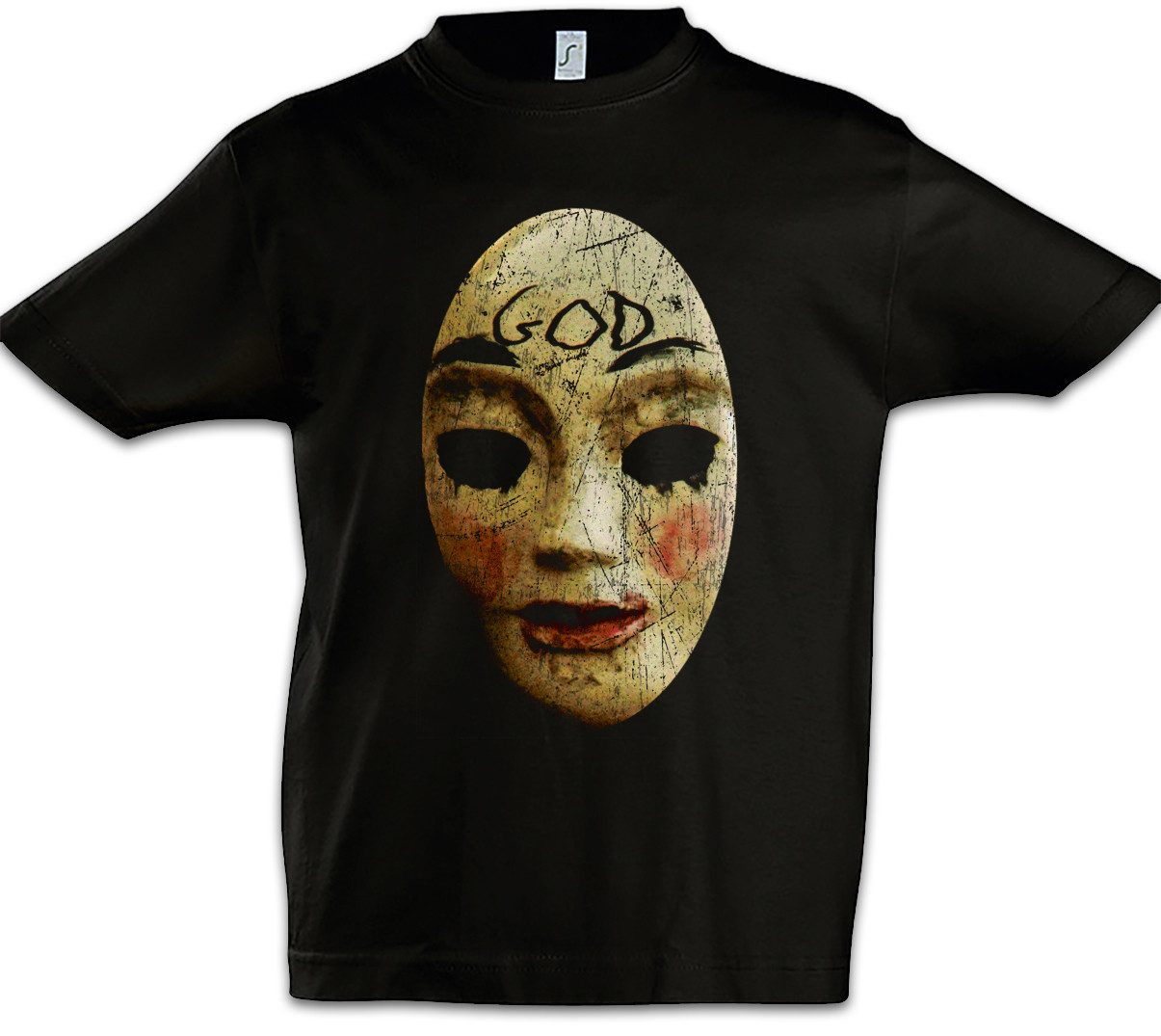 Print-Shirt God Mask Kinder T-Shirt The Maske Purge God Symbol Zeichen Annual Logo