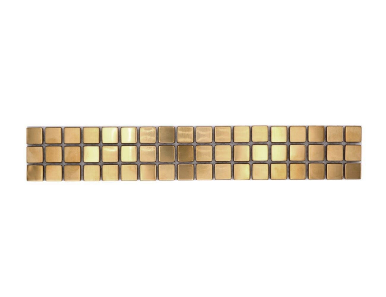 Mosani Fliesen-Bordüre Mosaik Borde Bordüre Gold Edelstahl leicht gebürstet