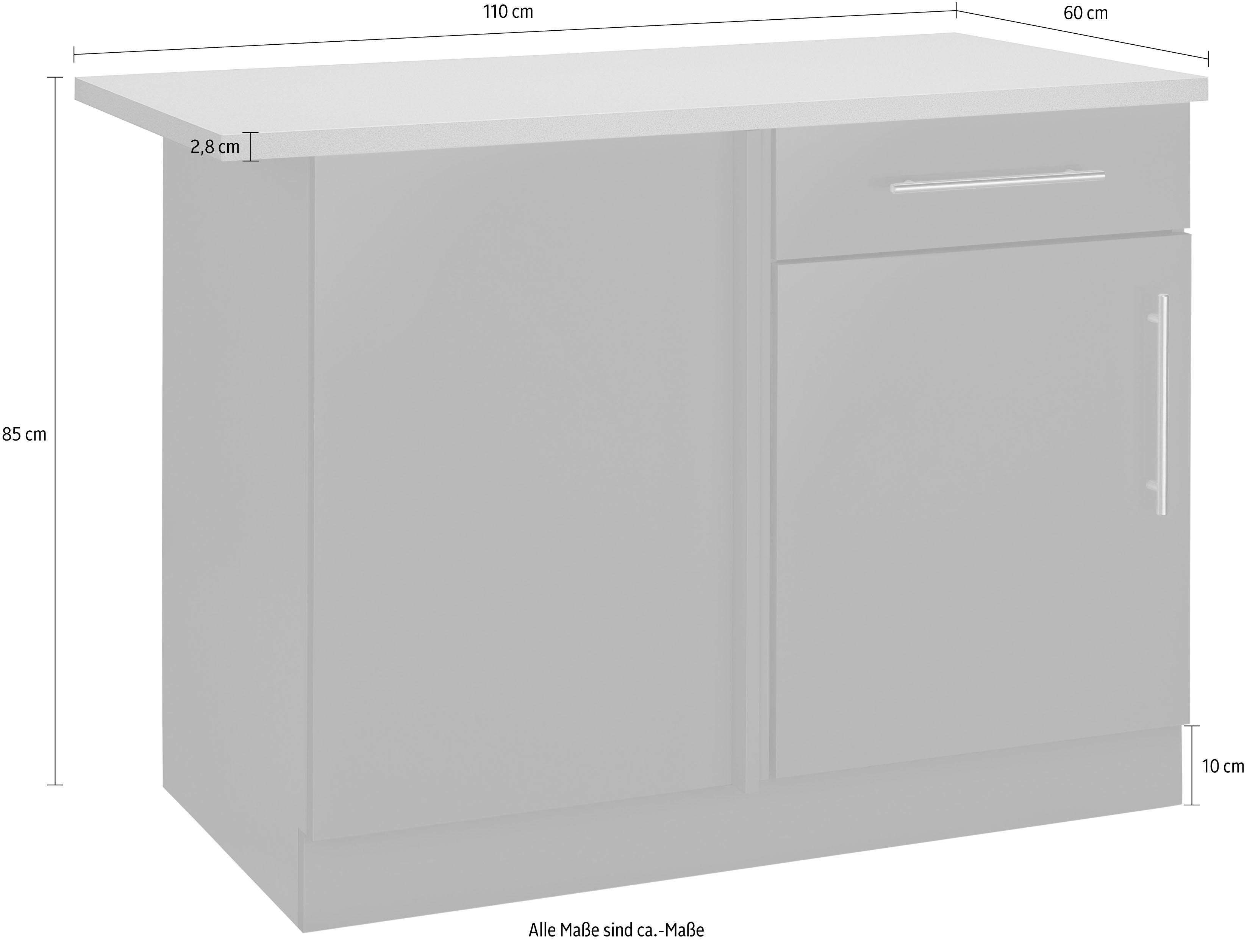 wiho Küchen Grau Betonfarben cm 110 und Eckunterschrank Korpus: Front betonfarben, | breit Playa Cali Arbeitsplatte