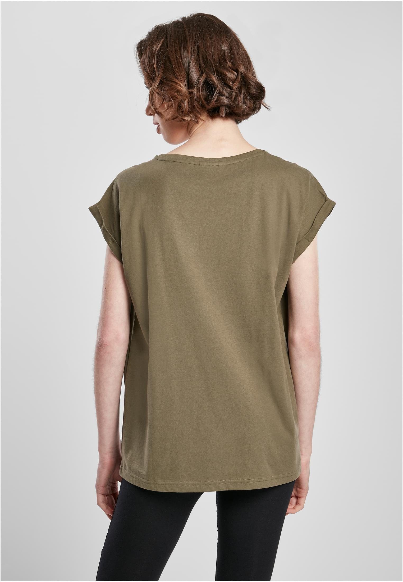 (1-tlg) Ladies URBAN Damen Tee olive Shoulder Kurzarmshirt Organic Extended CLASSICS