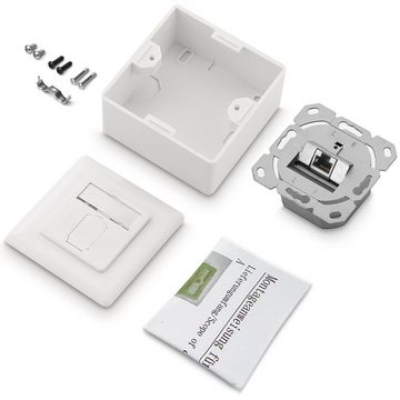 deleyCON deleyCON 5x CAT6 Netzwerkdose 1x RJ45 Port Geschirmt Aufputz Netzwerk-Adapter