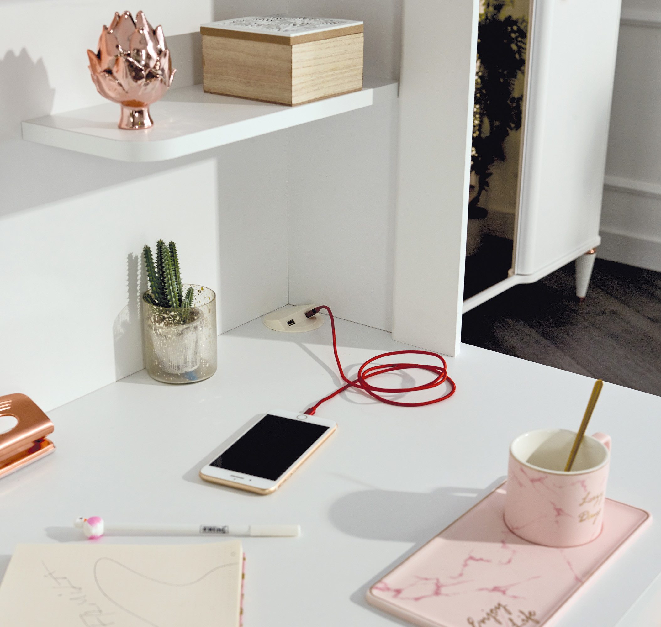 Wohnglücklich Kinderschreibtisch Kinder-Schreibtisch-Set "BELLA" – Stilvoll, funktional & praktisch