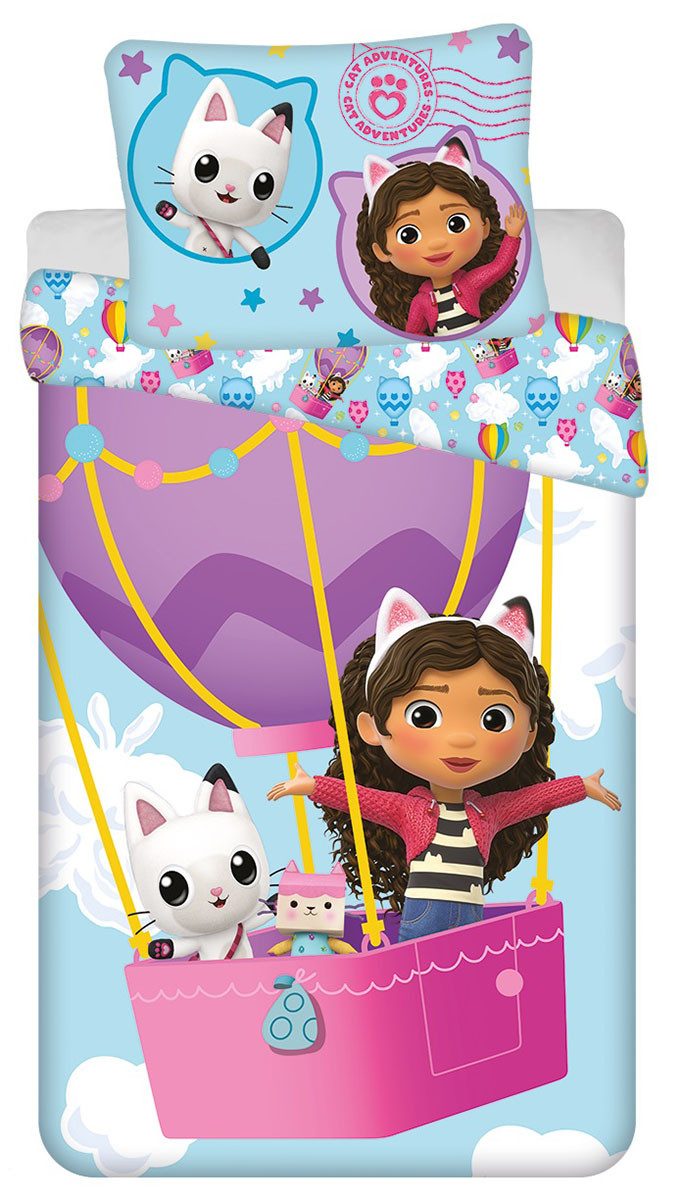 Jerry Fabrics Kinderbettwäsche Disney Gabby´s Dollhouse Kinderbettwäsche Katzen 140x200 cm, Renforcé, 2 teilig
