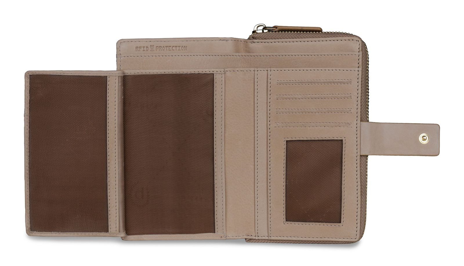 bugatti Geldbörse Lady Zip Around Wallet, aus echtem Rindsleder mit RFID-Blocker Schutz