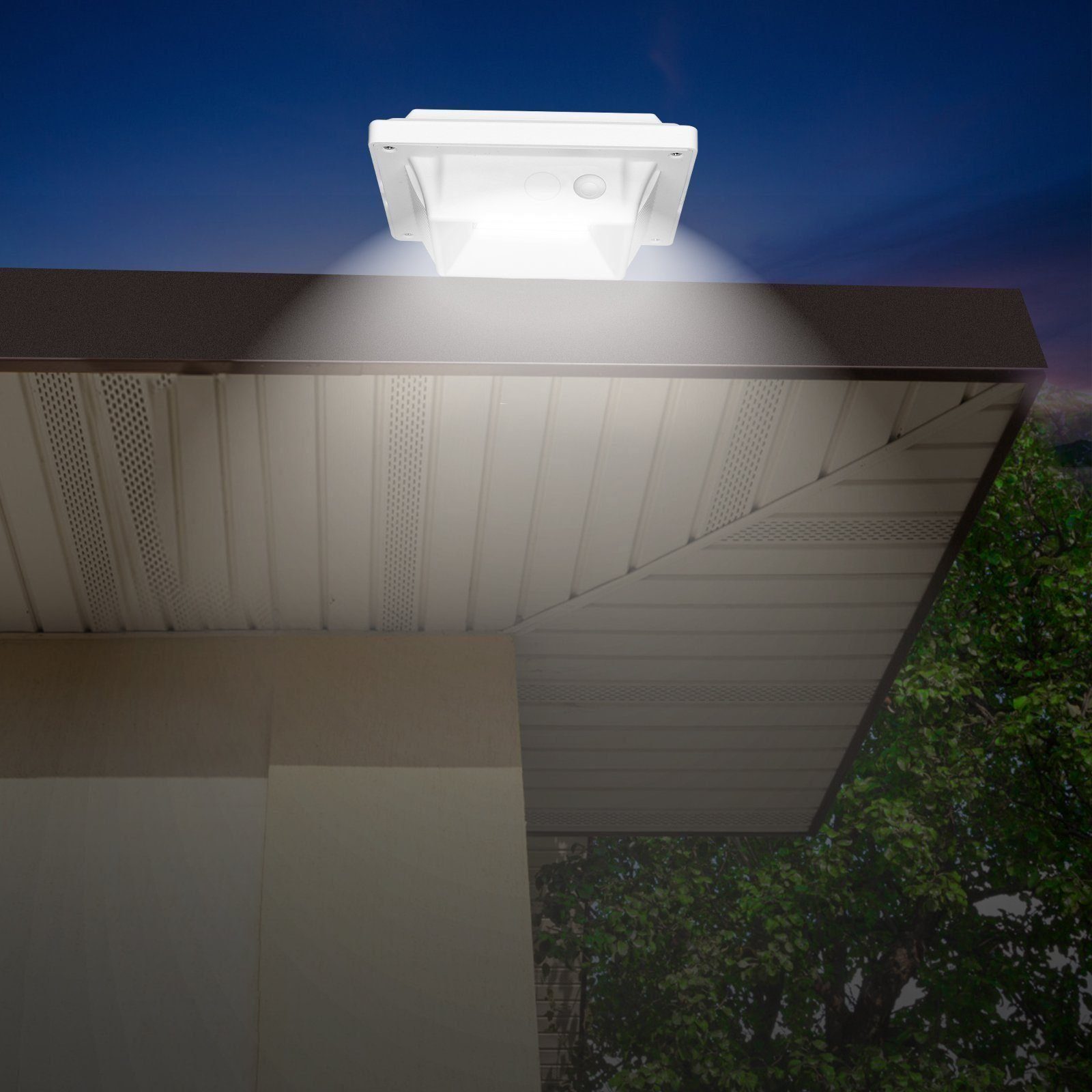 Solarleuchte Lichtsensor Weiß Außen 40LEDs, Dachrinnenleuchte LED Coisini