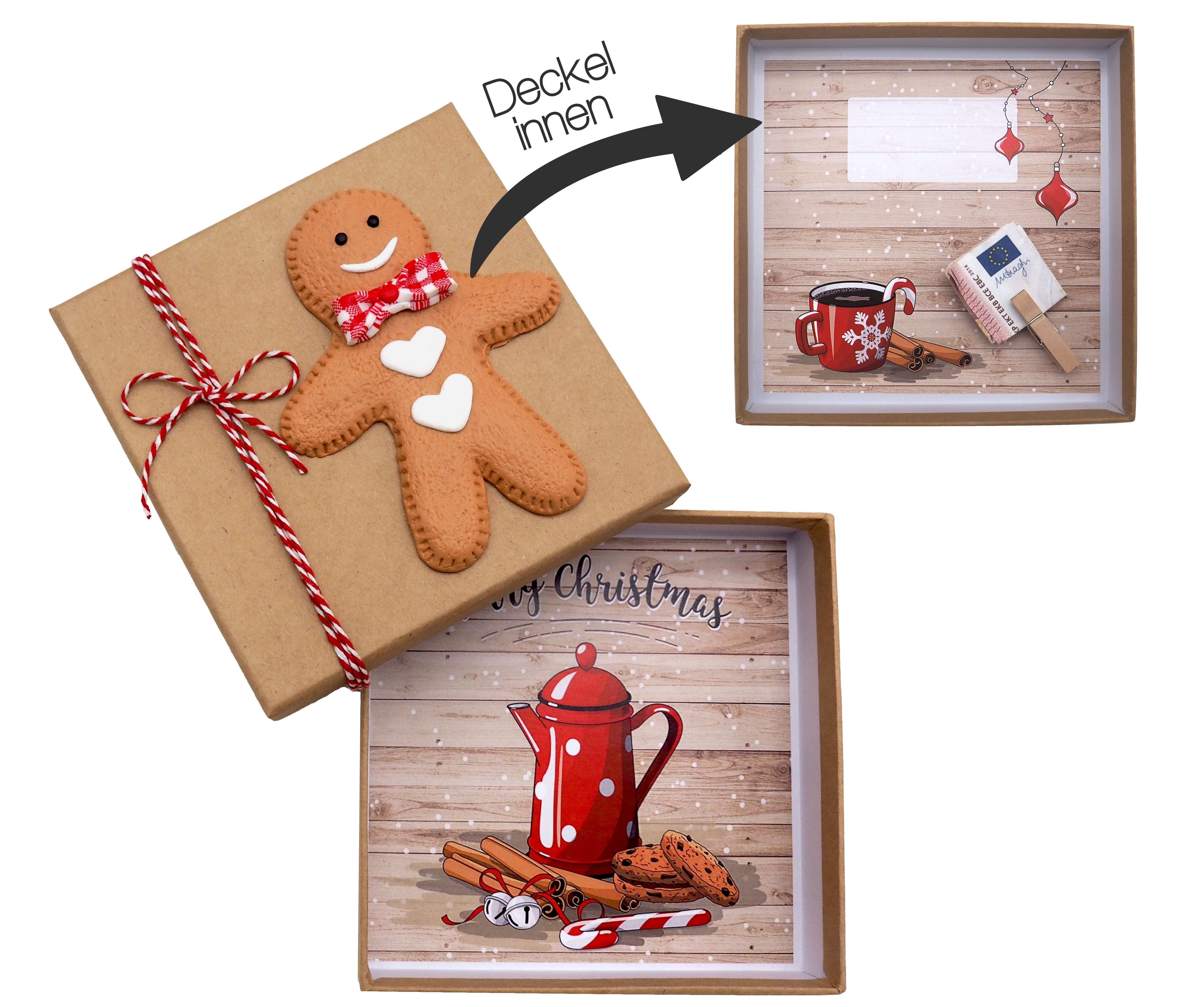 ZauberDeko Geschenkbox Geldgeschenk Verpackung Weihnachten Lebkuchenmann Kekse Zuckerstange