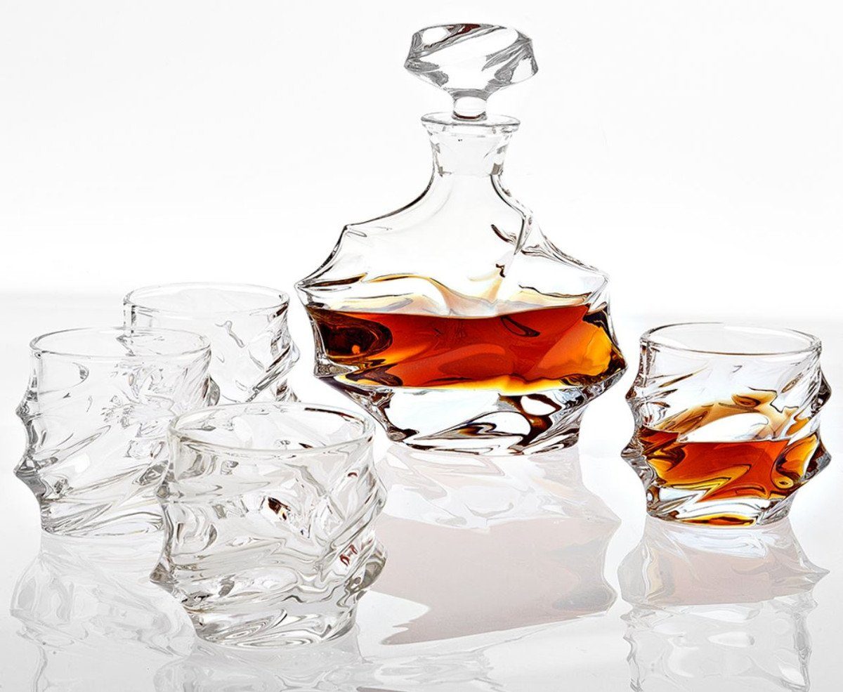 / Hotel Dekoobjekt Cognac Whisky Casa & Kristallglas Karaffe Whisky mit - Gläser Luxus Padrino 4 Accessoires Set Restaurant -