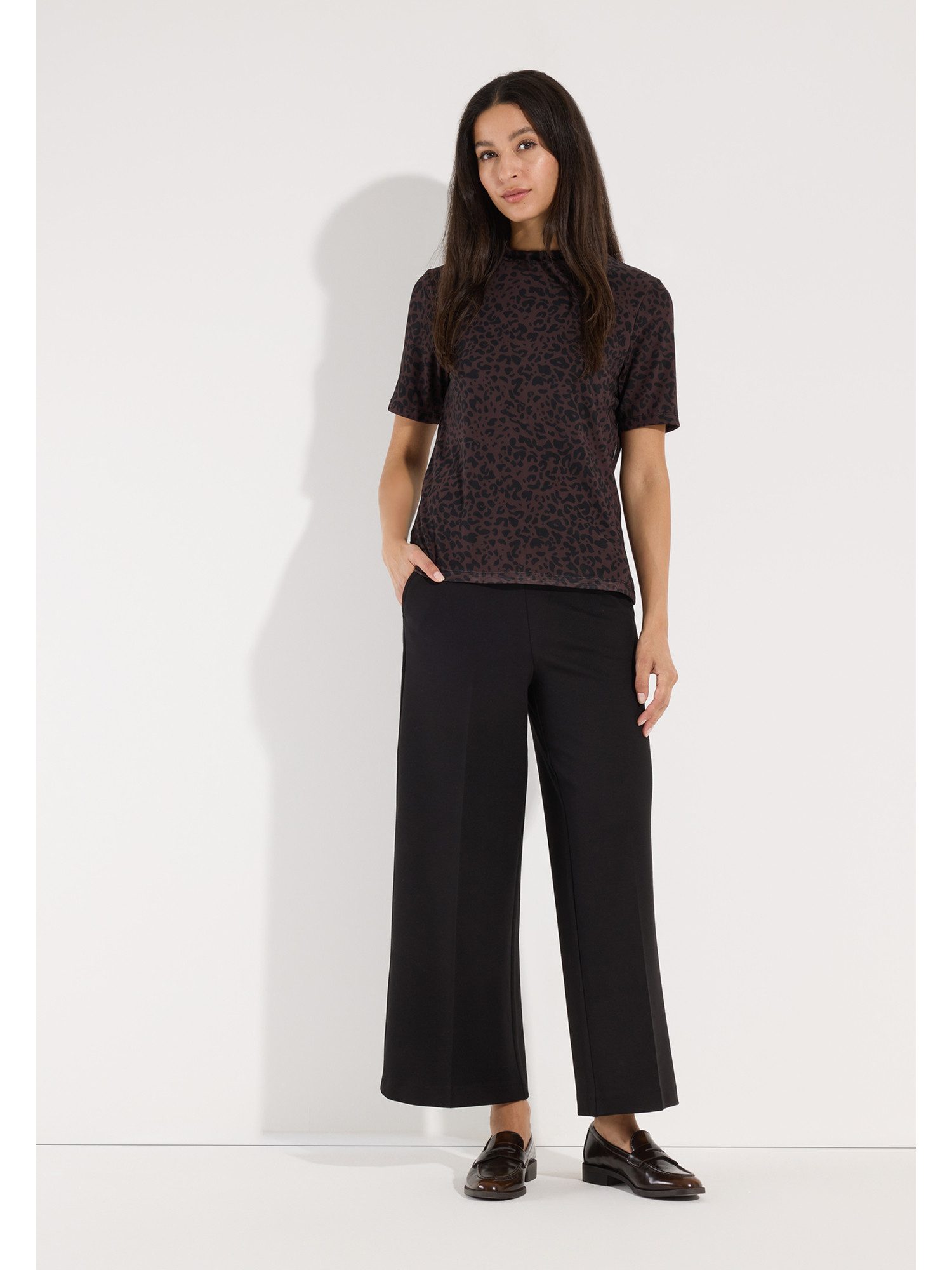 MORE&MORE Kurzarmshirt trendiges Meshshirt, Leomuster