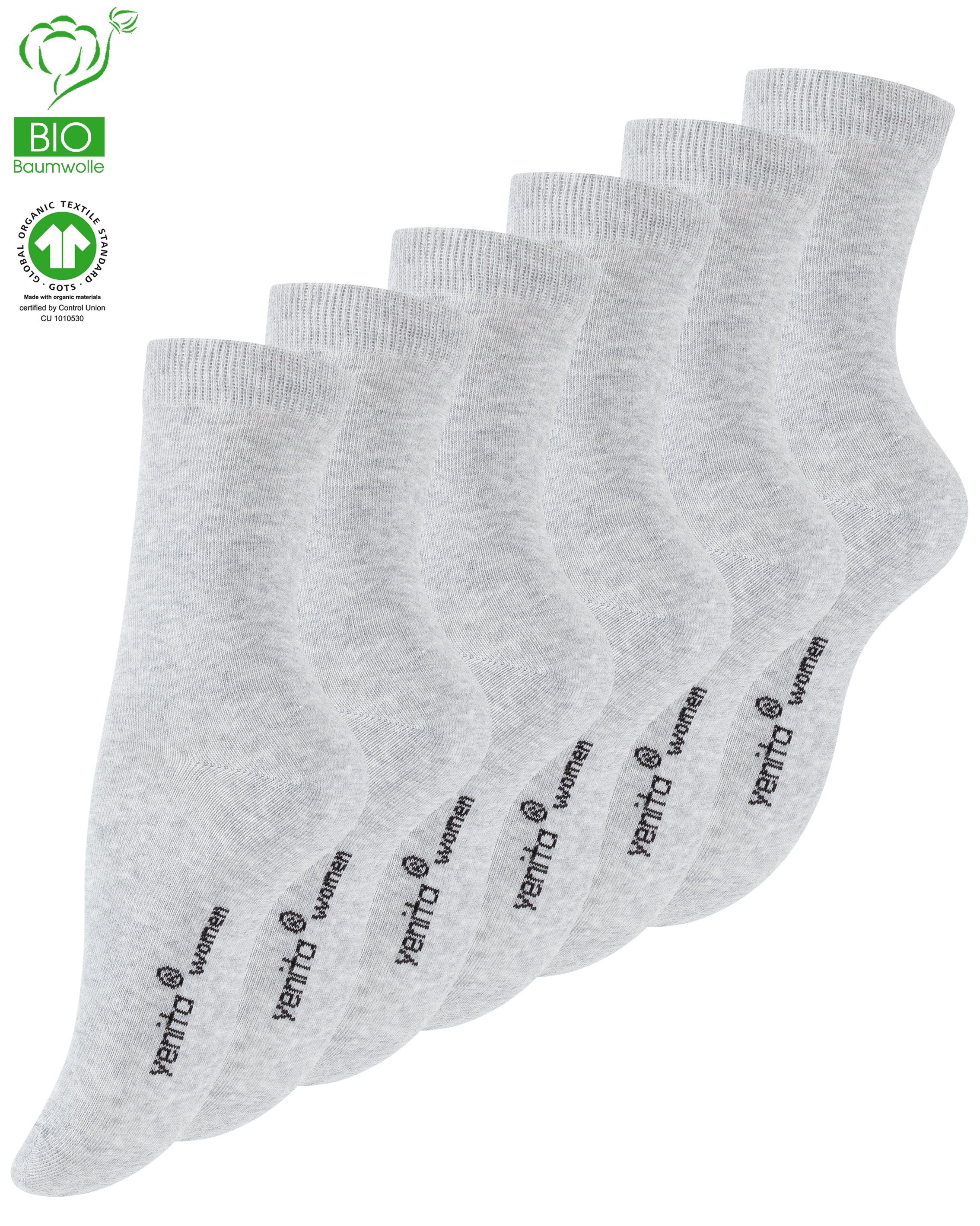 Yenita® Socken (6-Paar) in angenehmer Bio-Baumwollqualität grau