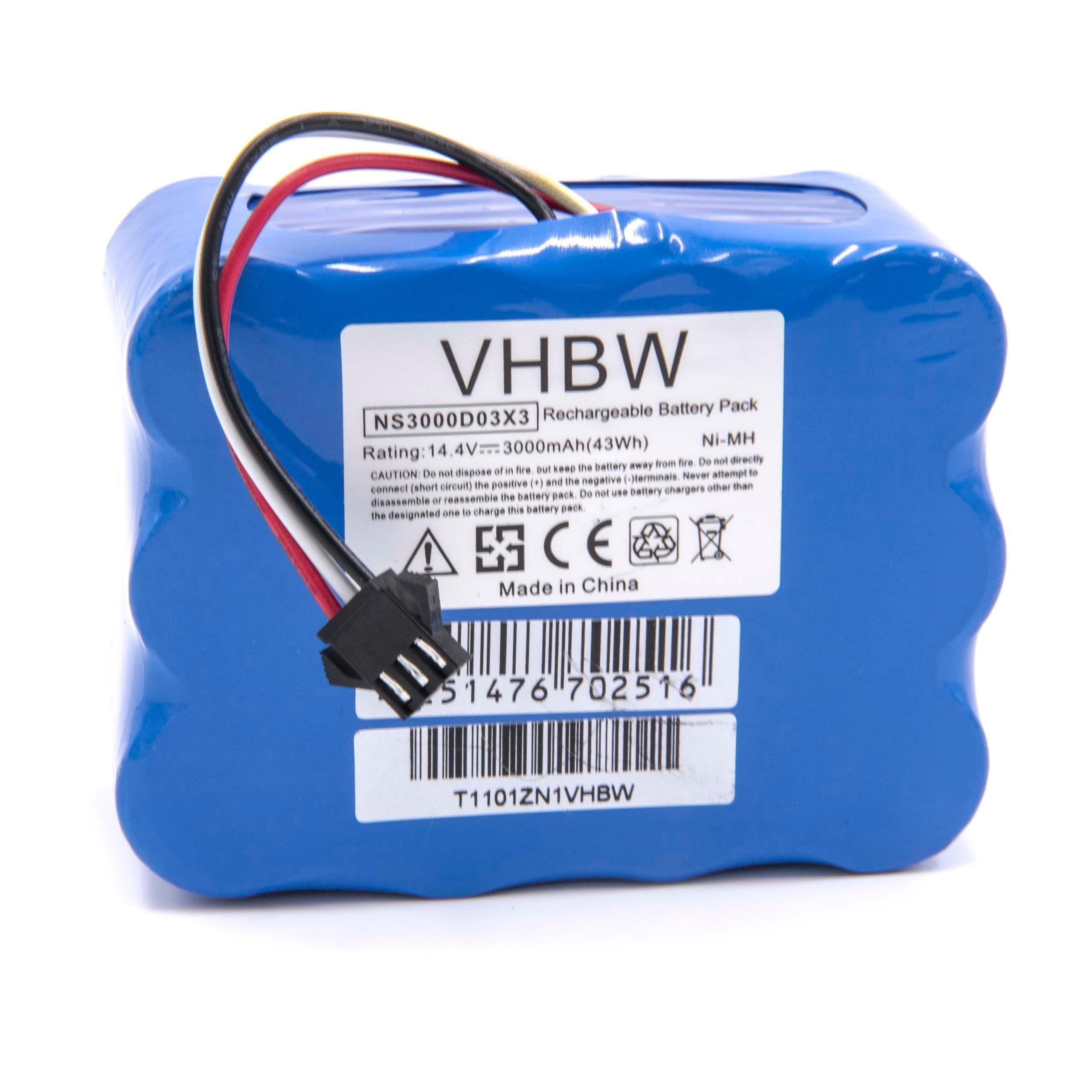 vhbw kompatibel mit TCL R3, R2, R1 Staubsauger-Akku NiMH 3000 mAh (14,4 V)