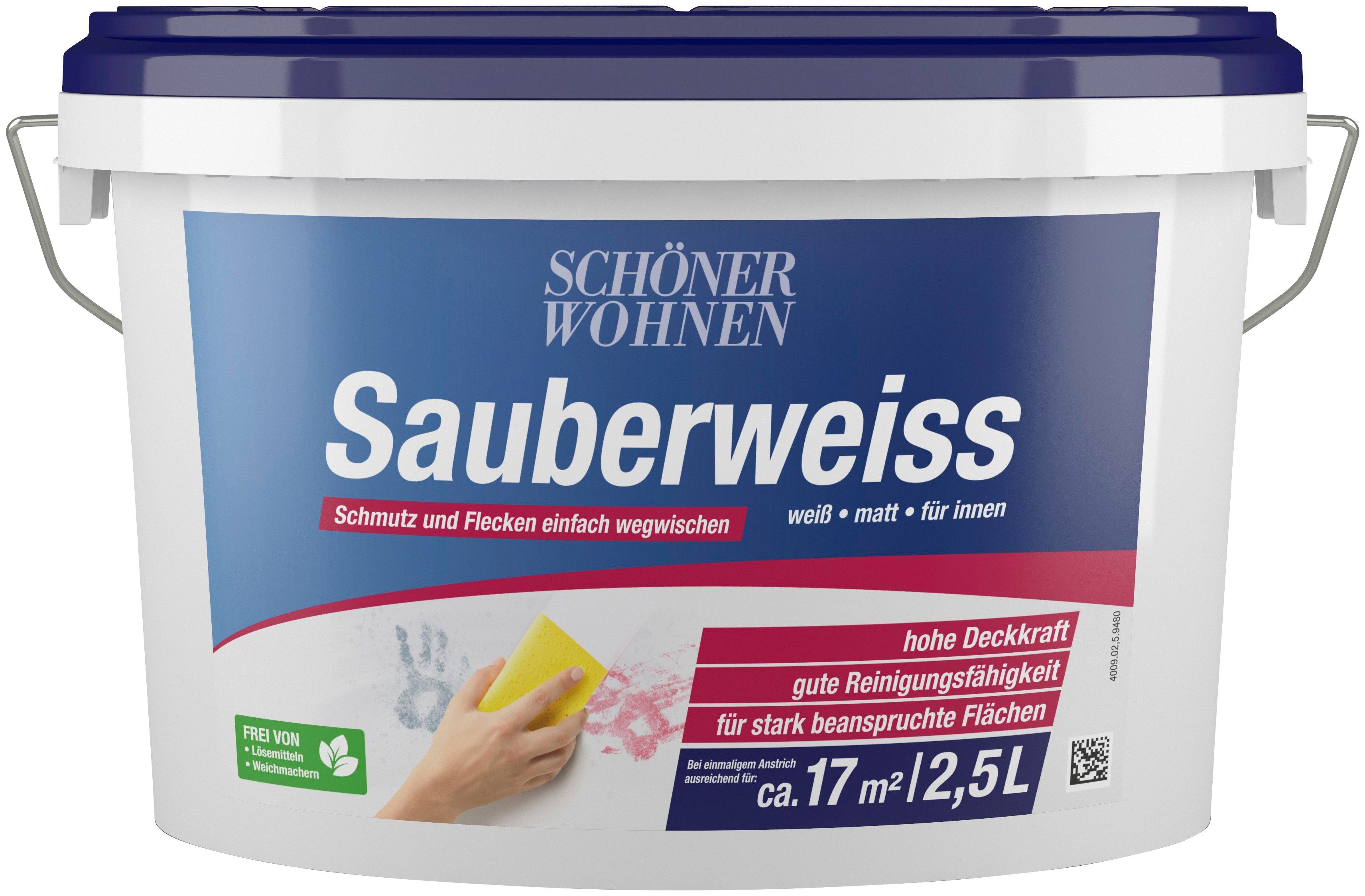 Sauberweiss, und weiß, Deckenfarbe Wand- SCHÖNER scheuerbeständig extrem WOHNEN FARBE