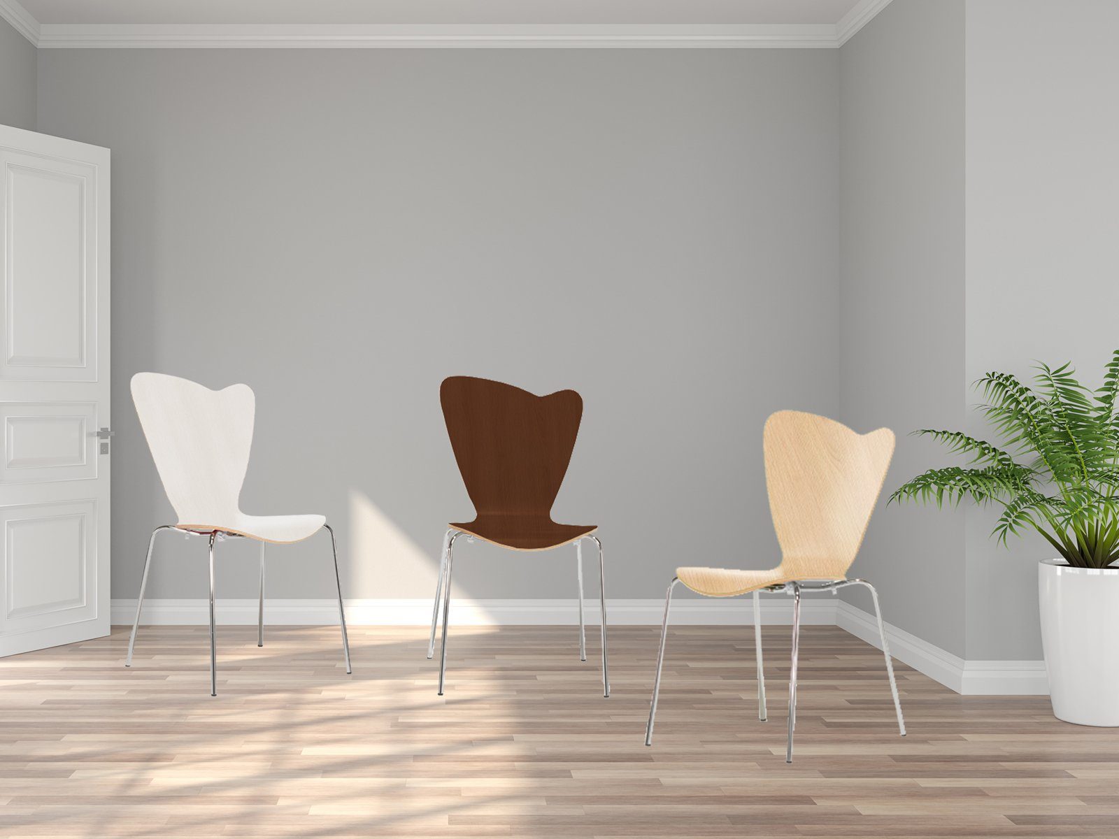 Mauser Sitzkultur Stapelstuhl, ergonomisch-er Schalenstuhl Weiß Wartezimmerstuhl, Bistro-stuhl Gastro